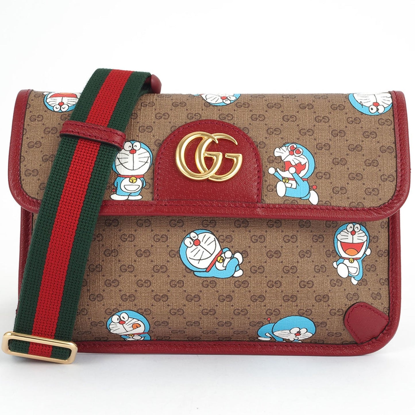 Gucci Beige Bordeaux Pvc Leather Sling Bag