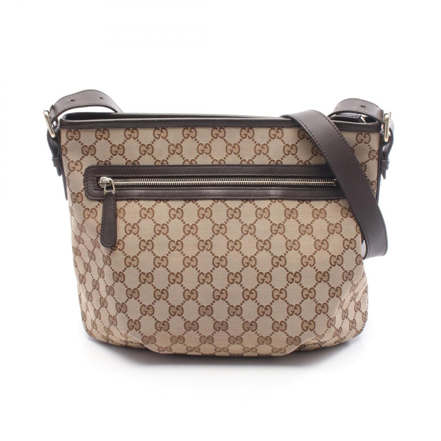Gucci Beige Brown Gg Canvas Leather Shoulder Bag
