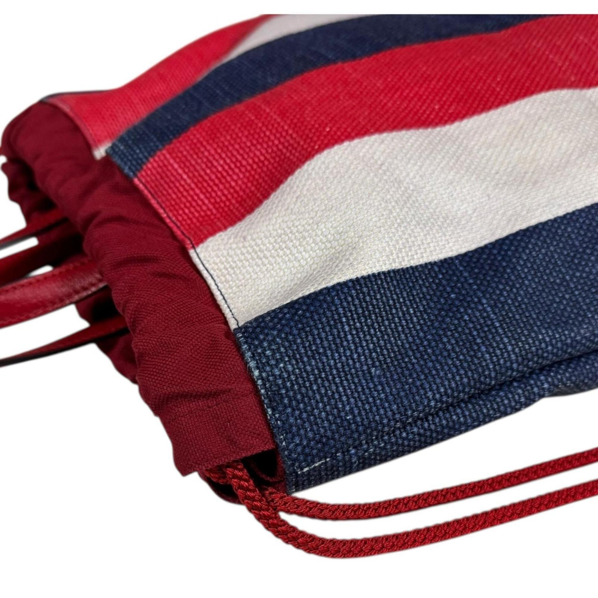 Gucci Blue Red Color White Canvas Leather Backpack