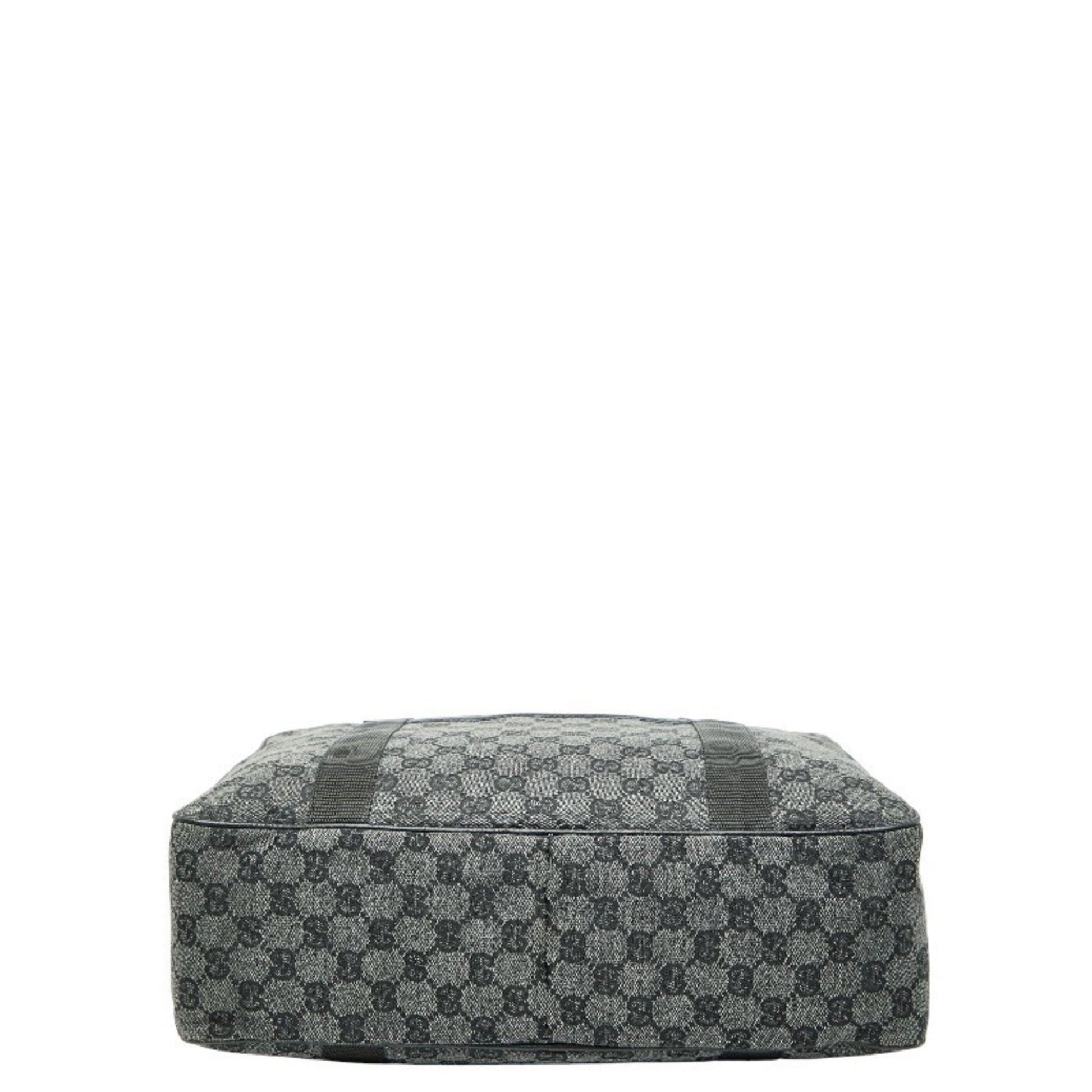 Gucci Black Gray Canvas Leather Handbag