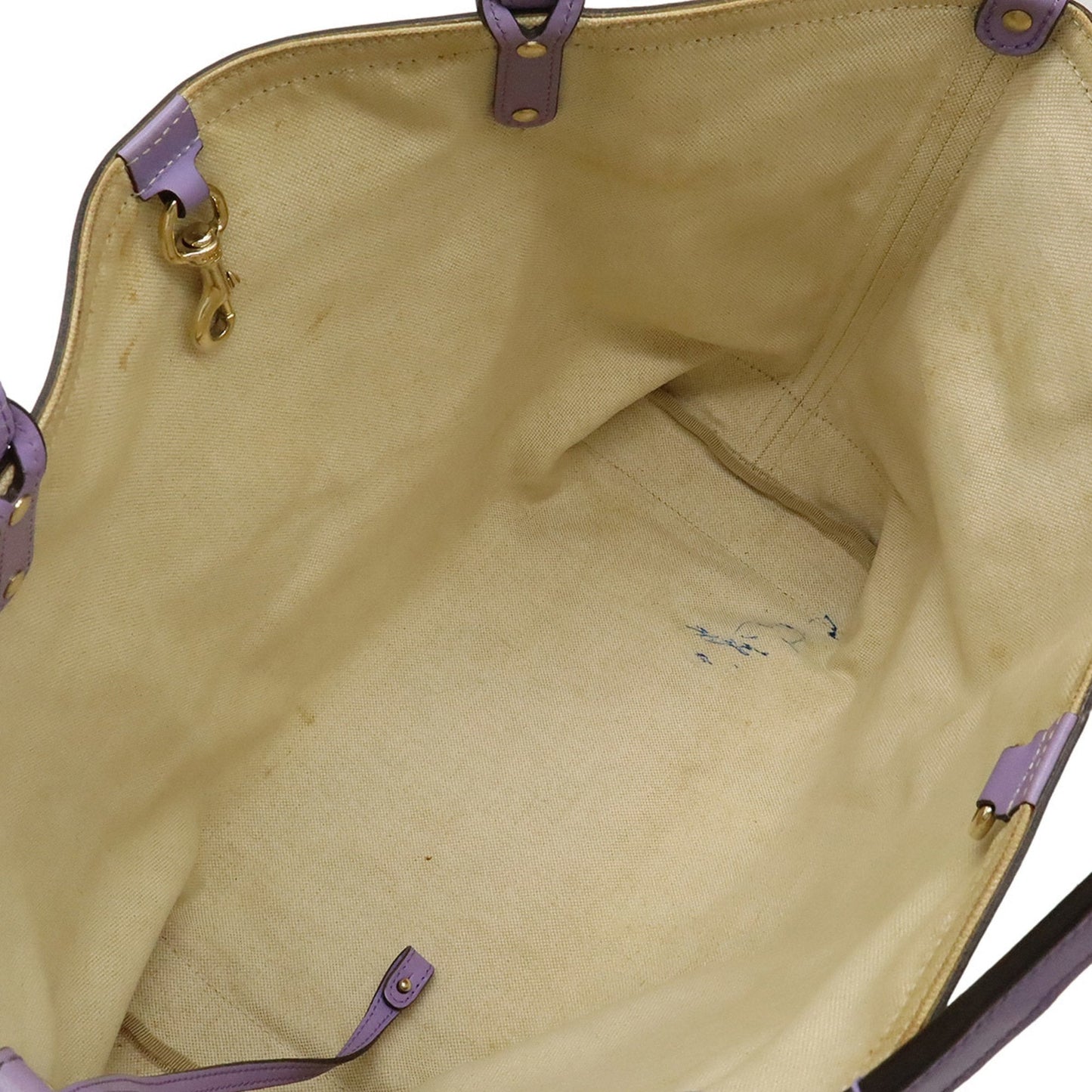 Gucci Beige Khaki Purple Gg Canvas Leather Shoulder Bag Tote Bag