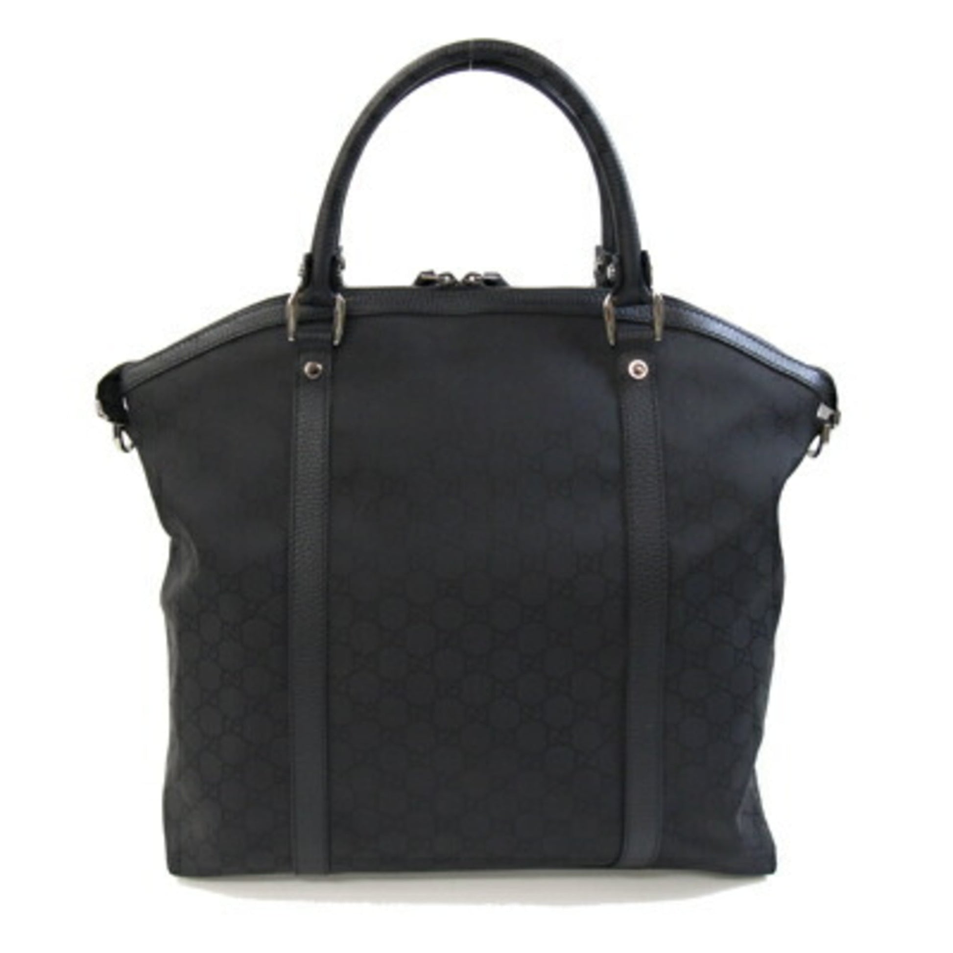 Gucci Black Nylon Leather Handbag Tote Bag