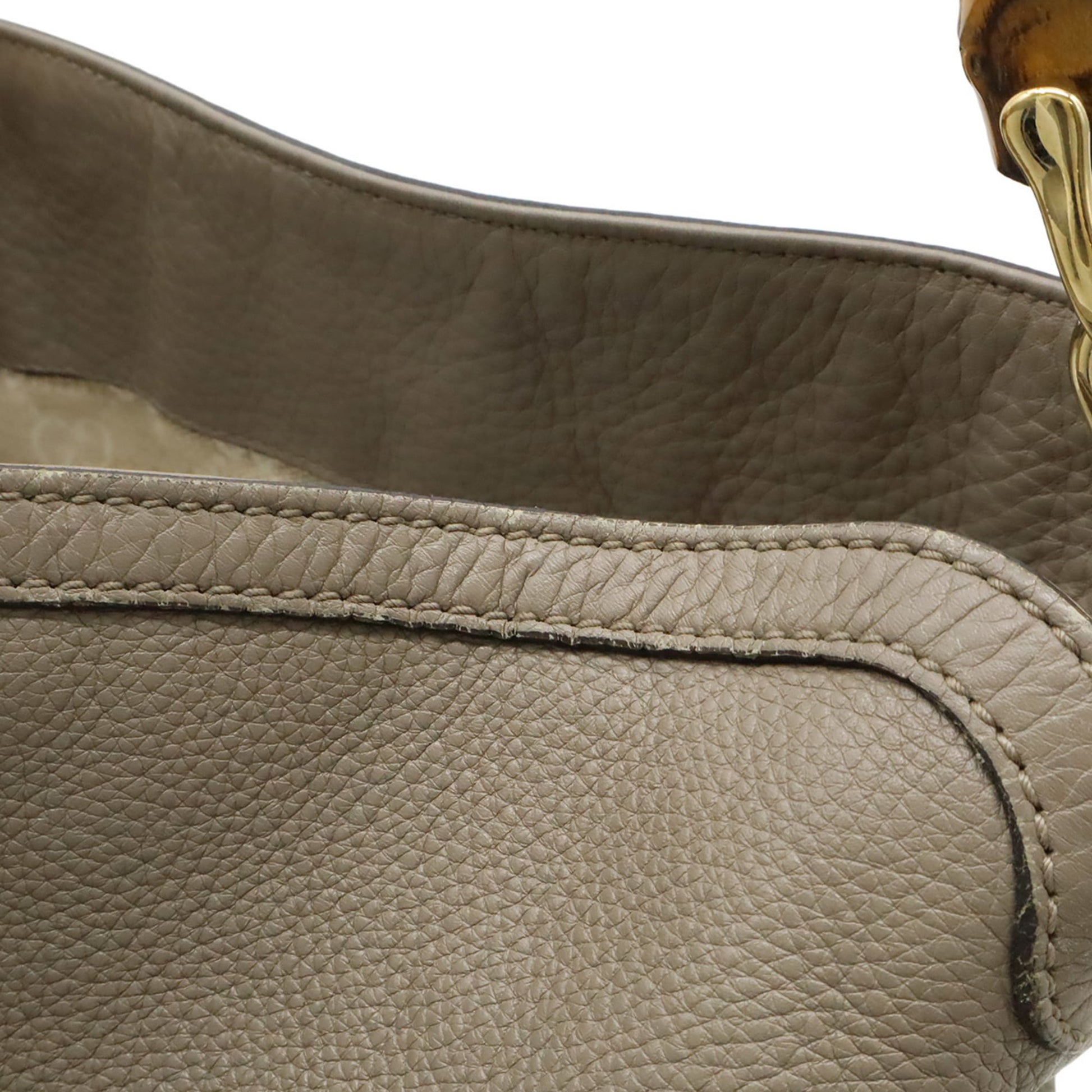Gucci Bamboo Grayish Bamboo Leather Handbag Shoulder Bag