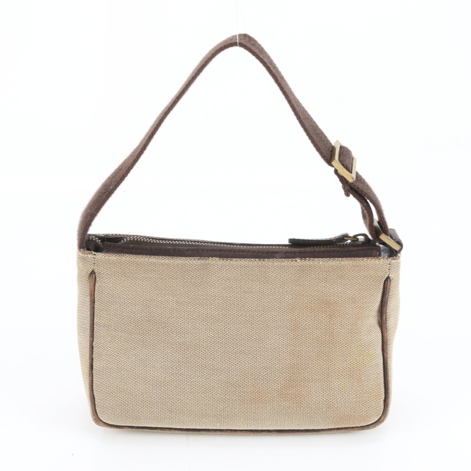 Gucci Beige Leather Canvas Handbag