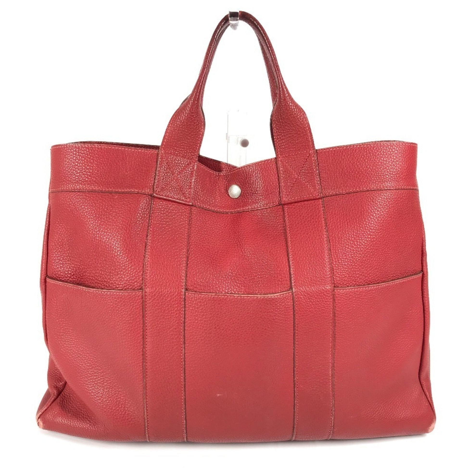 Hermes Fourre Tout Color Handbag Tote Bag Leather Red