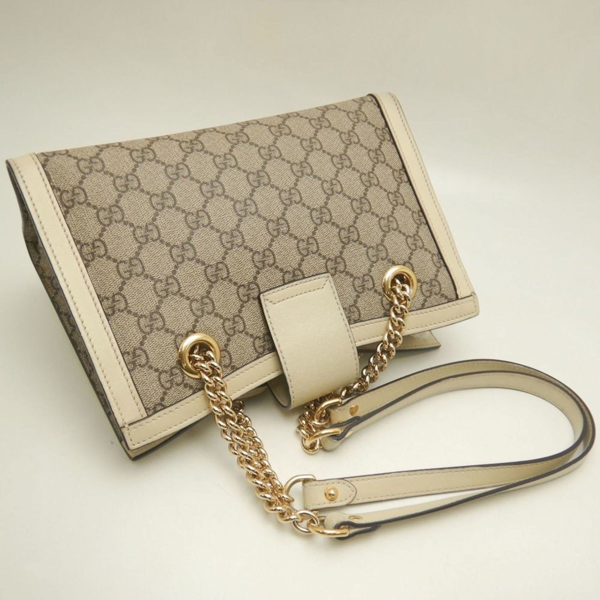 Gucci Padlock Beige Ivory Gg Supreme Tote Bag