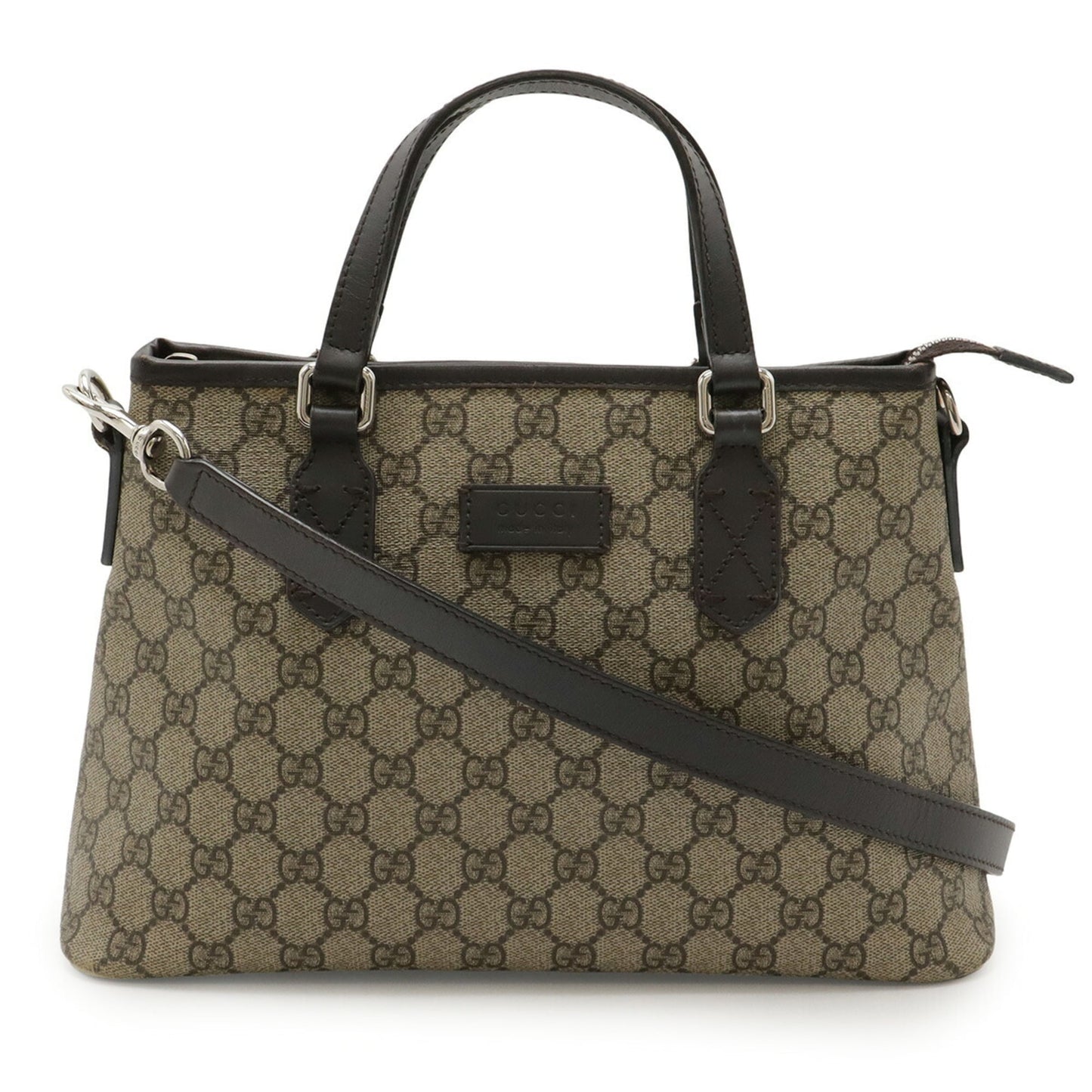 Gucci Beige Dark Brown Gg Supreme Leather Handbag Shoulder Bag Tote Bag