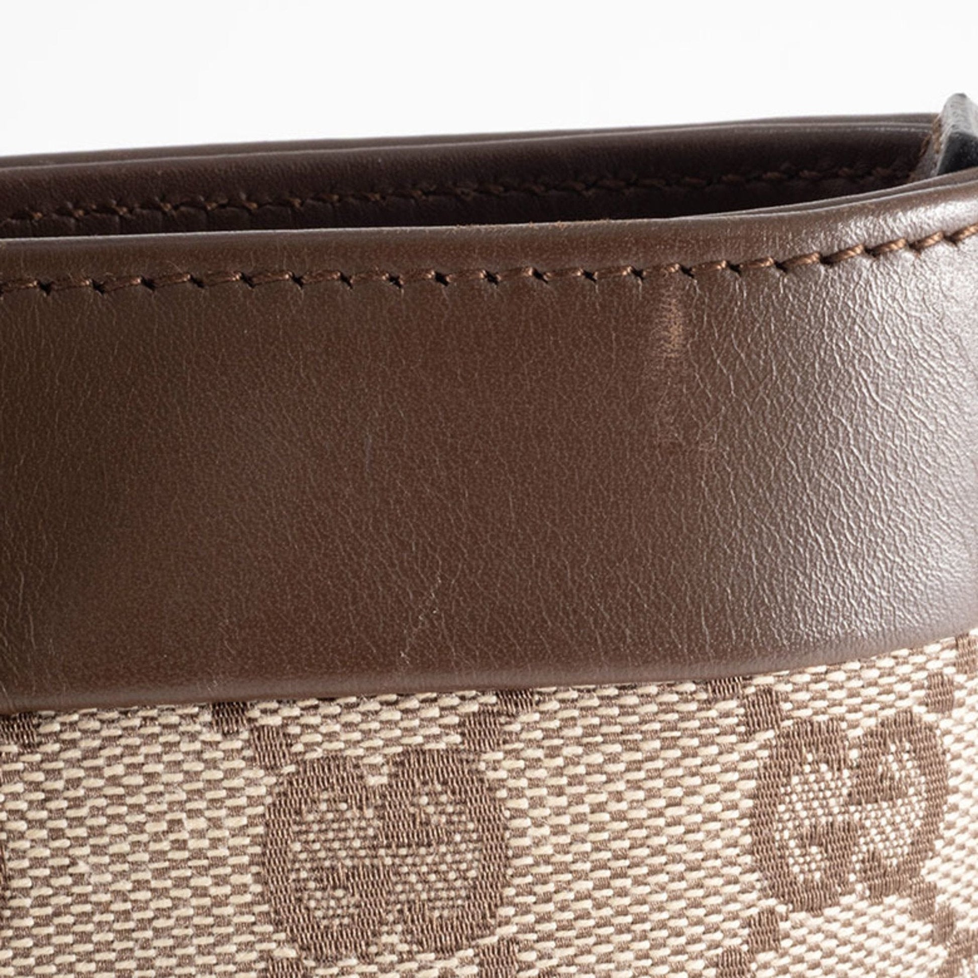 Gucci Gg Canvas Beige Brown Gg Canvas Leather Tote Bag