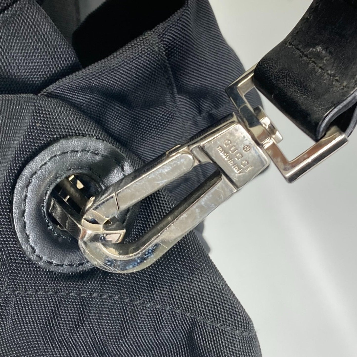 Gucci Black Nylon Leather Backpack