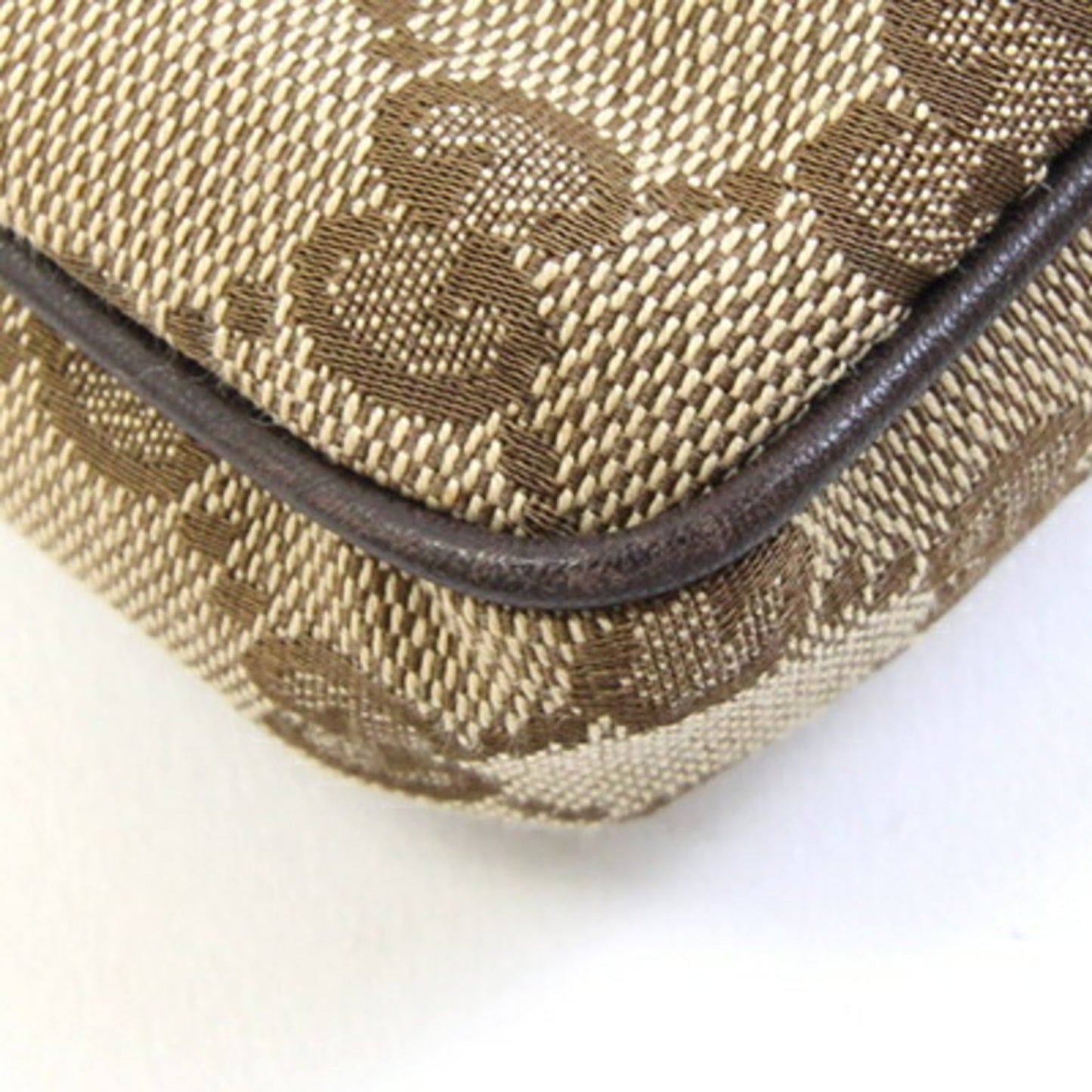 Gucci Beige Brown Canvas Leather Pochette Shoulder Bag