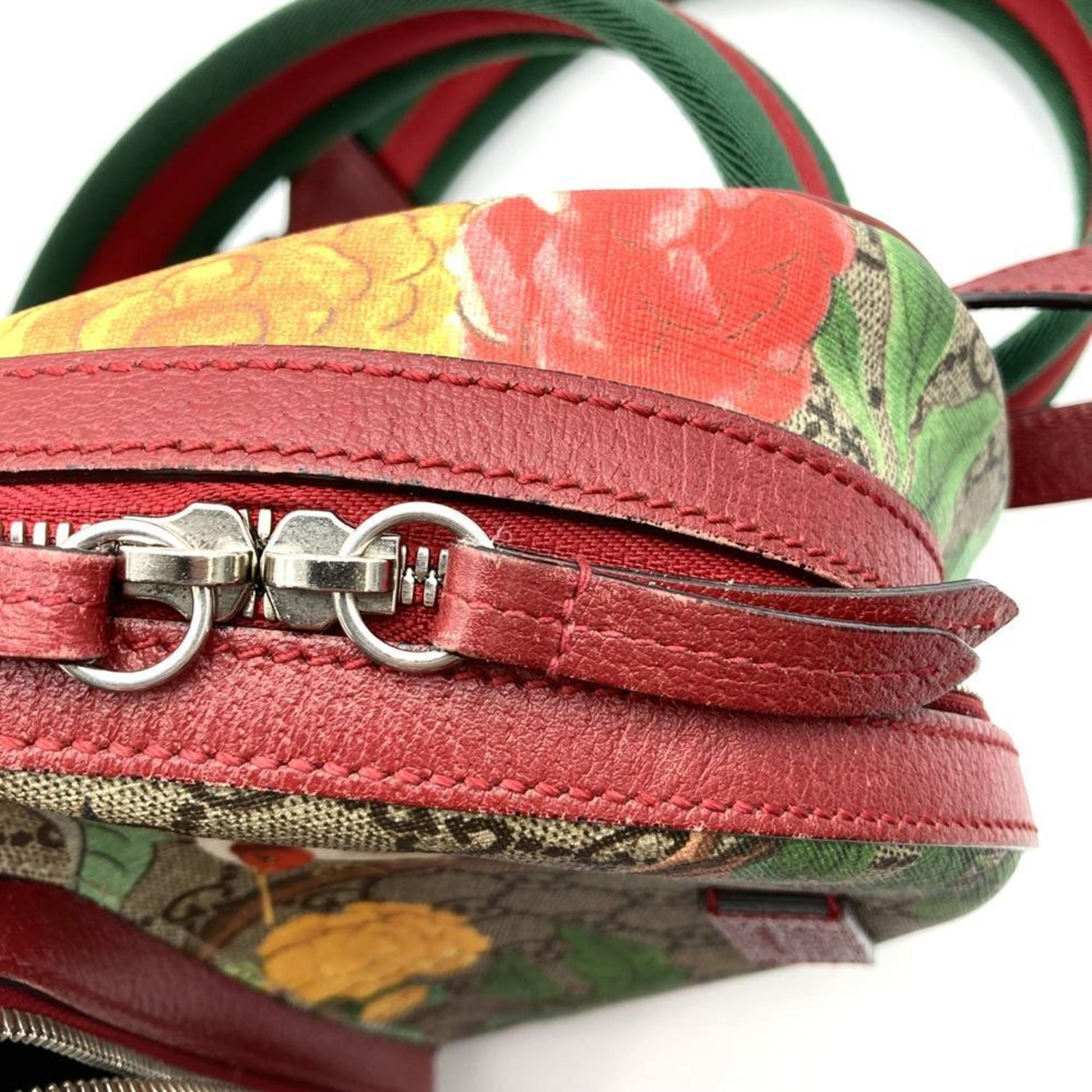 Gucci Green Multi-Color Red Color Yellow Gg Supreme Canvas Leather Backpack