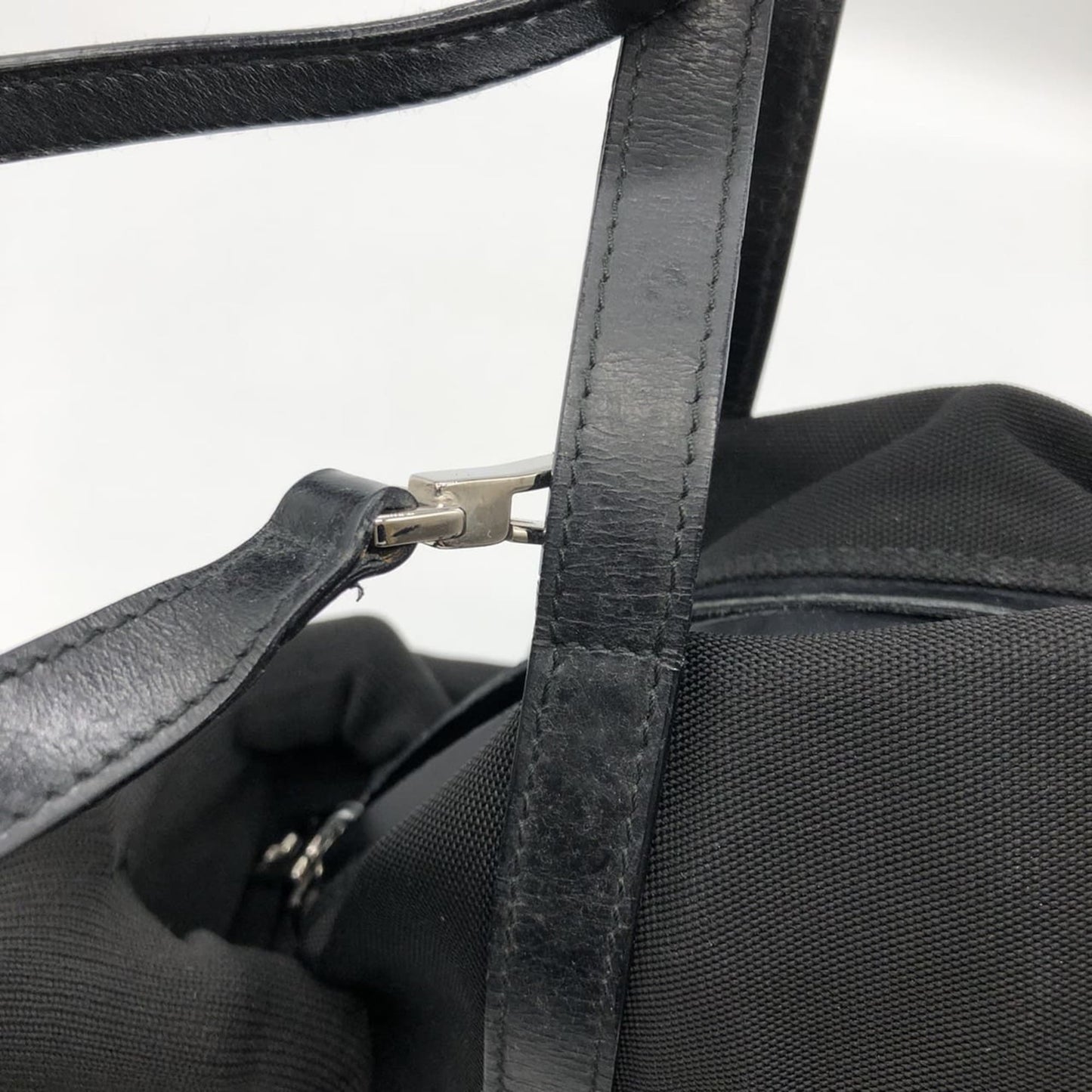 Gucci Black Canvas Leather Handbag Shoulder Bag