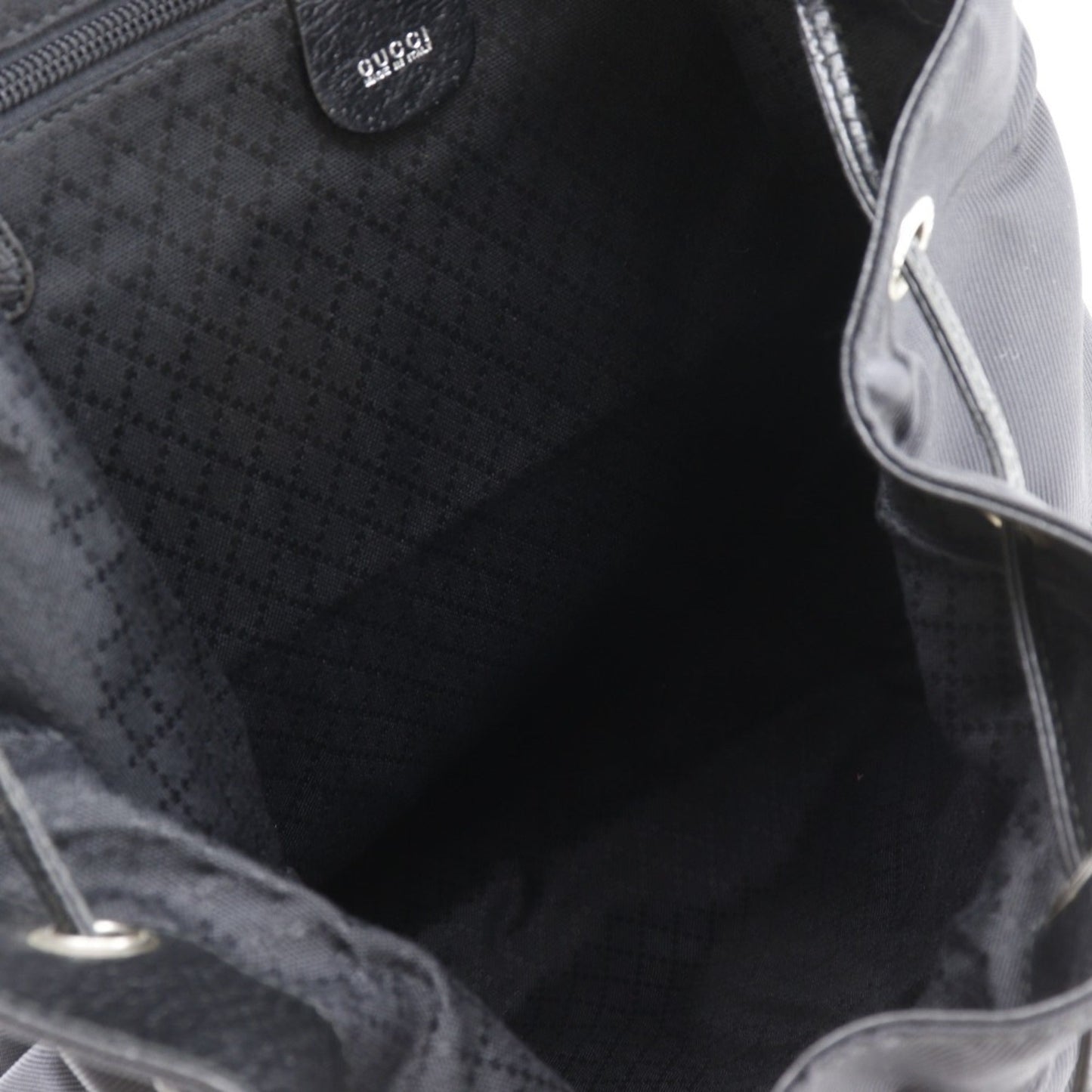 Gucci Black Nylon Canvas Leather Backpack