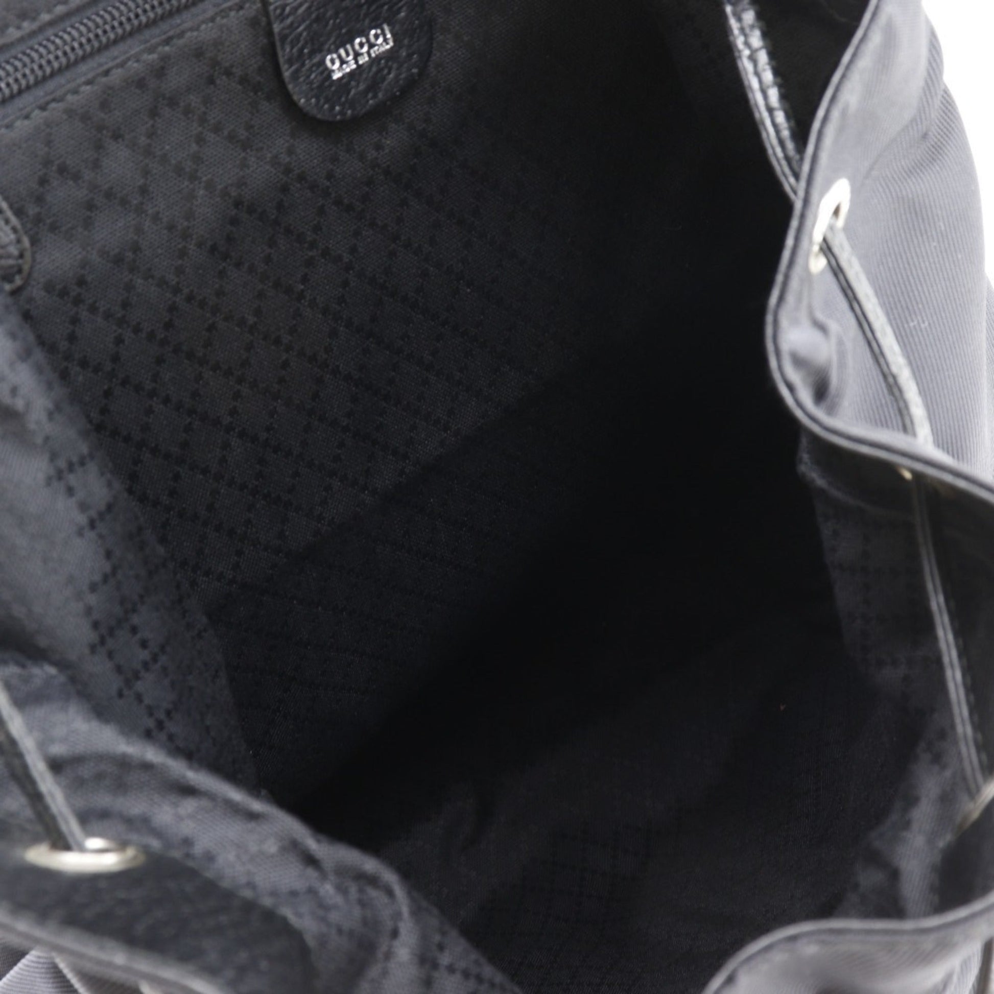 Gucci Black Nylon Canvas Leather Backpack
