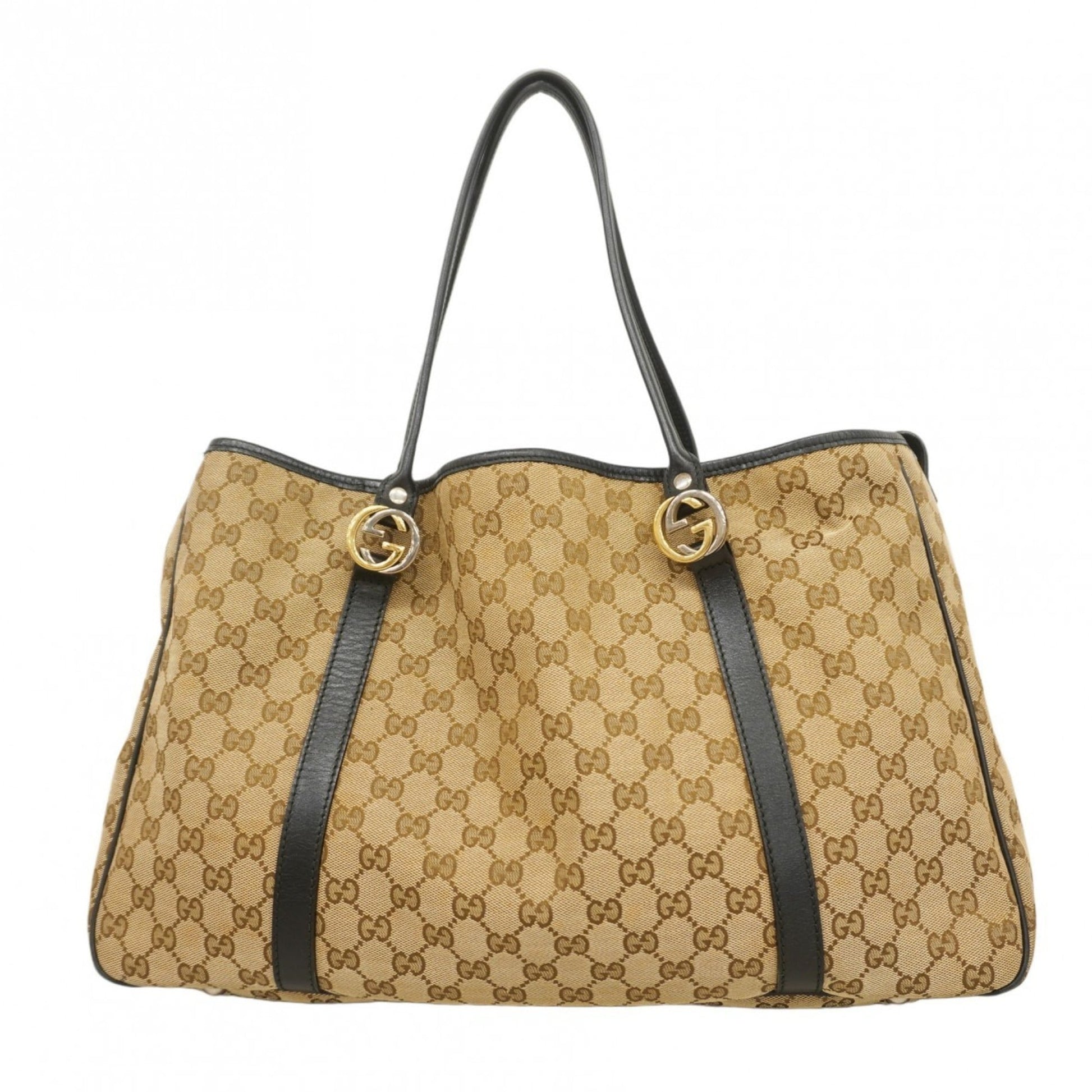 Gucci Black Brown Canvas Tote Bag