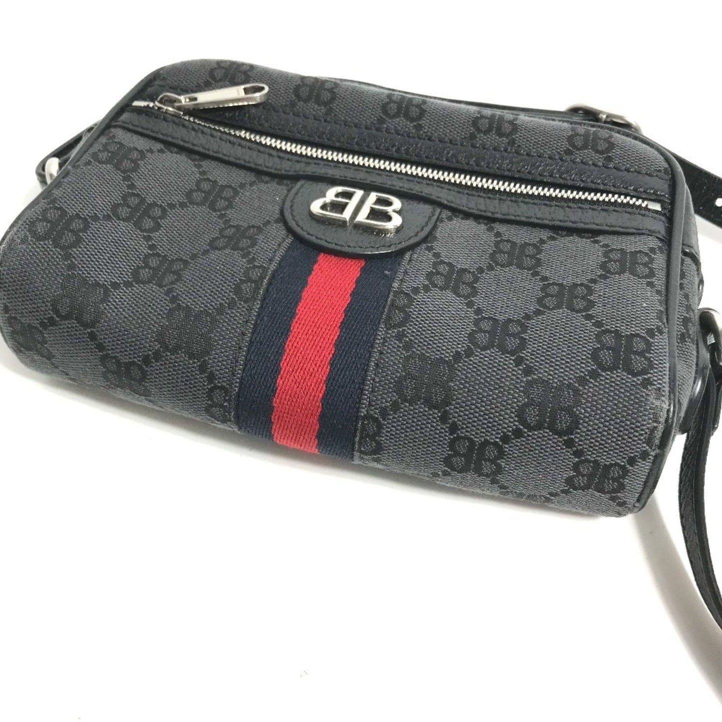 Gucci Black Canvas Leather Pochette Shoulder Bag