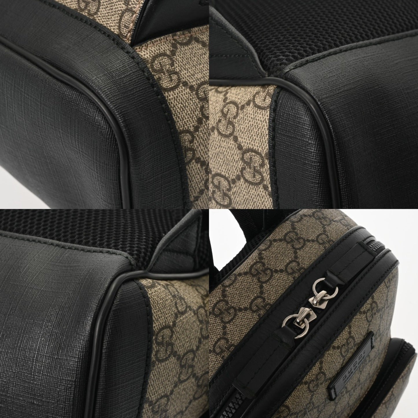 Gucci Beige Gg Supreme Canvas Leather Backpack