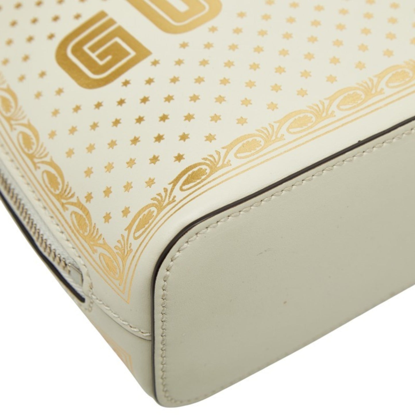 Gucci Gold White Leather Shoulder Bag