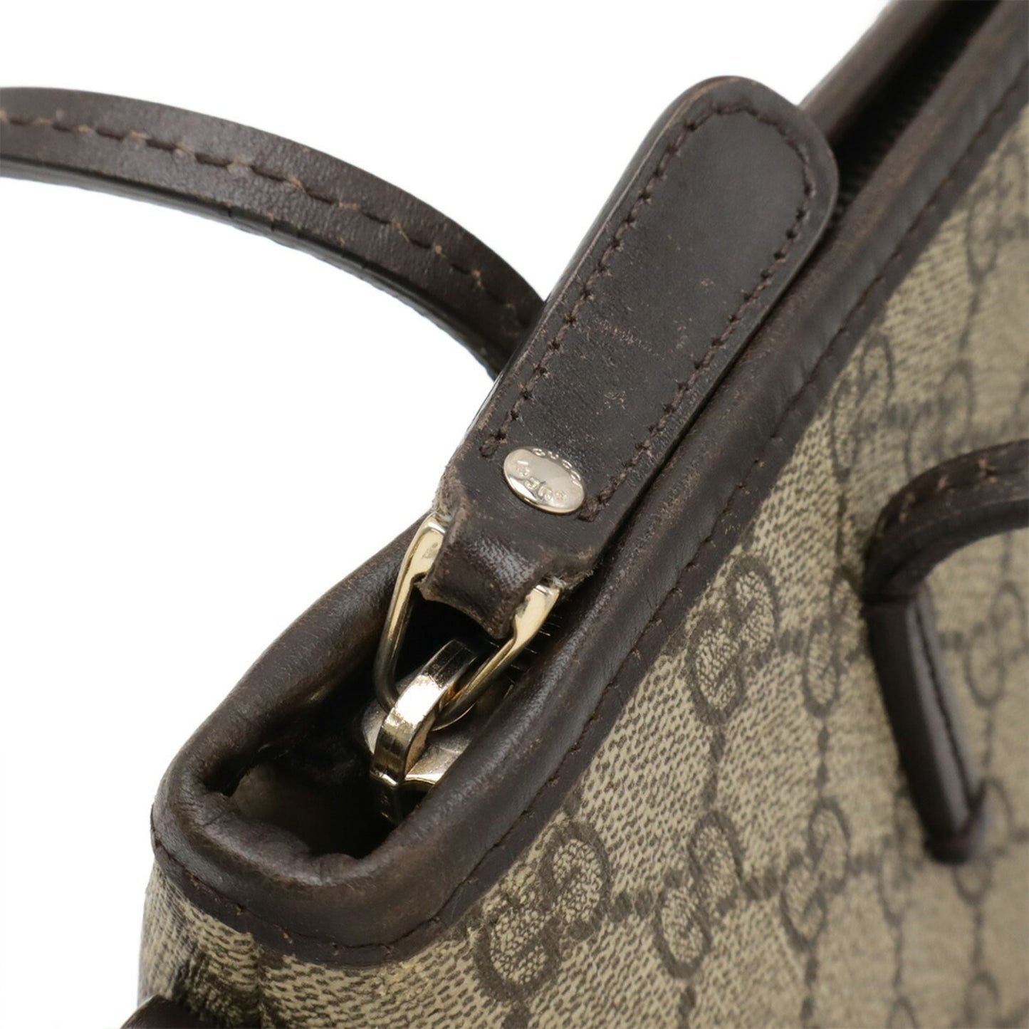 Gucci Gg Plus Beige Dark Brown Gg Supreme Leather Handbag Shoulder Bag Tote Bag