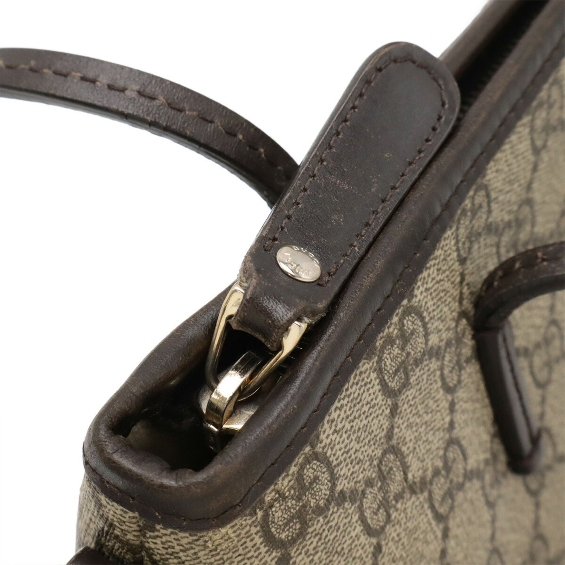 Gucci Gg Plus Beige Dark Brown Gg Supreme Leather Handbag Shoulder Bag Tote Bag