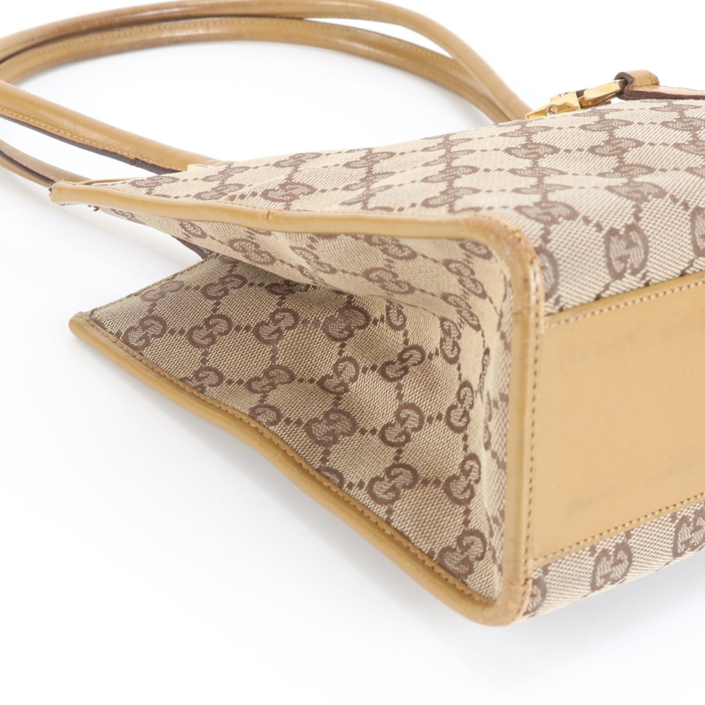 Gucci Brown Leather Canvas Shoulder Bag
