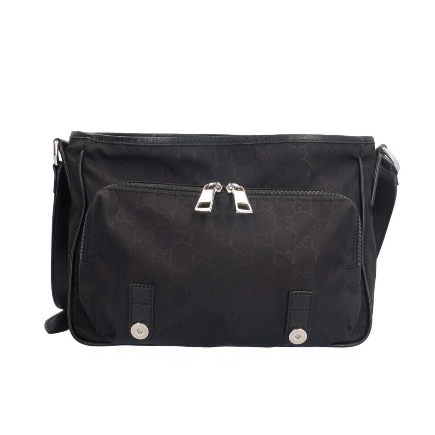Gucci Black Nylon Leather Messenger Bag Shoulder Bag