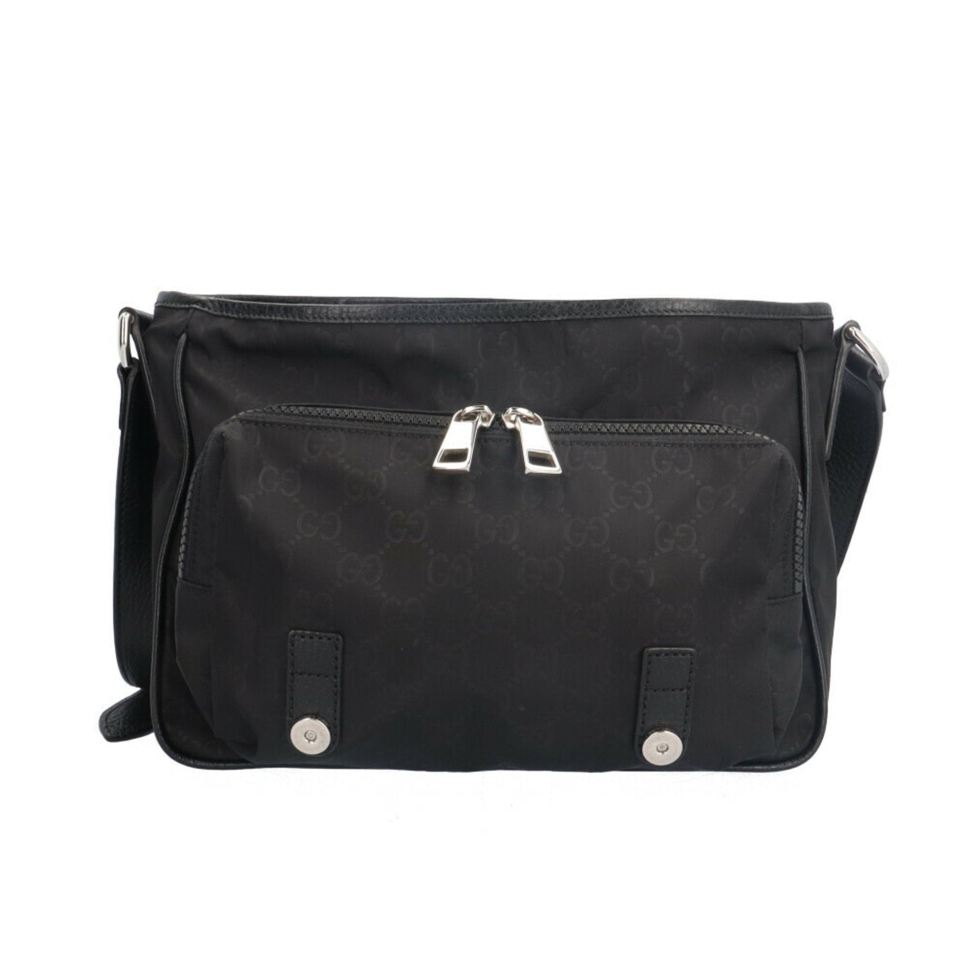 Gucci Black Nylon Leather Messenger Bag Shoulder Bag