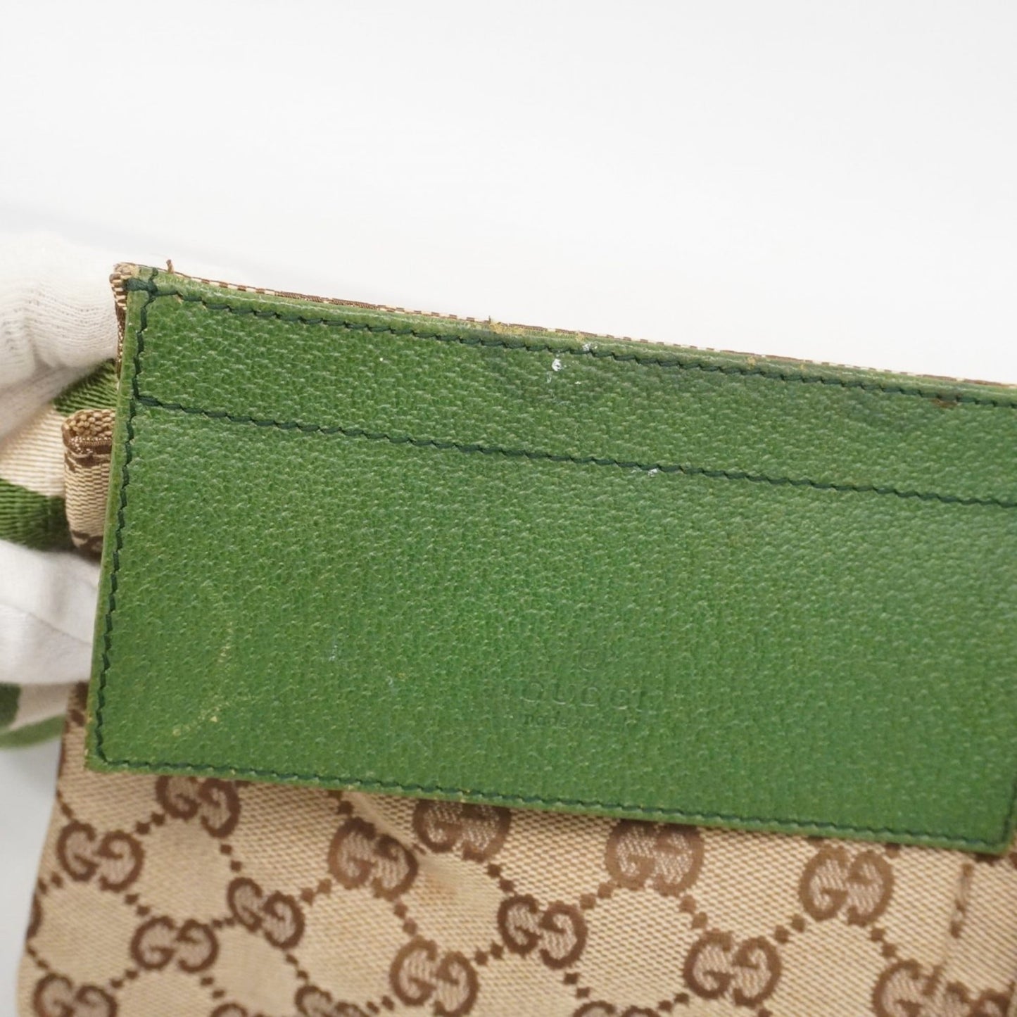 Gucci Brown Green Canvas Fanny Pack