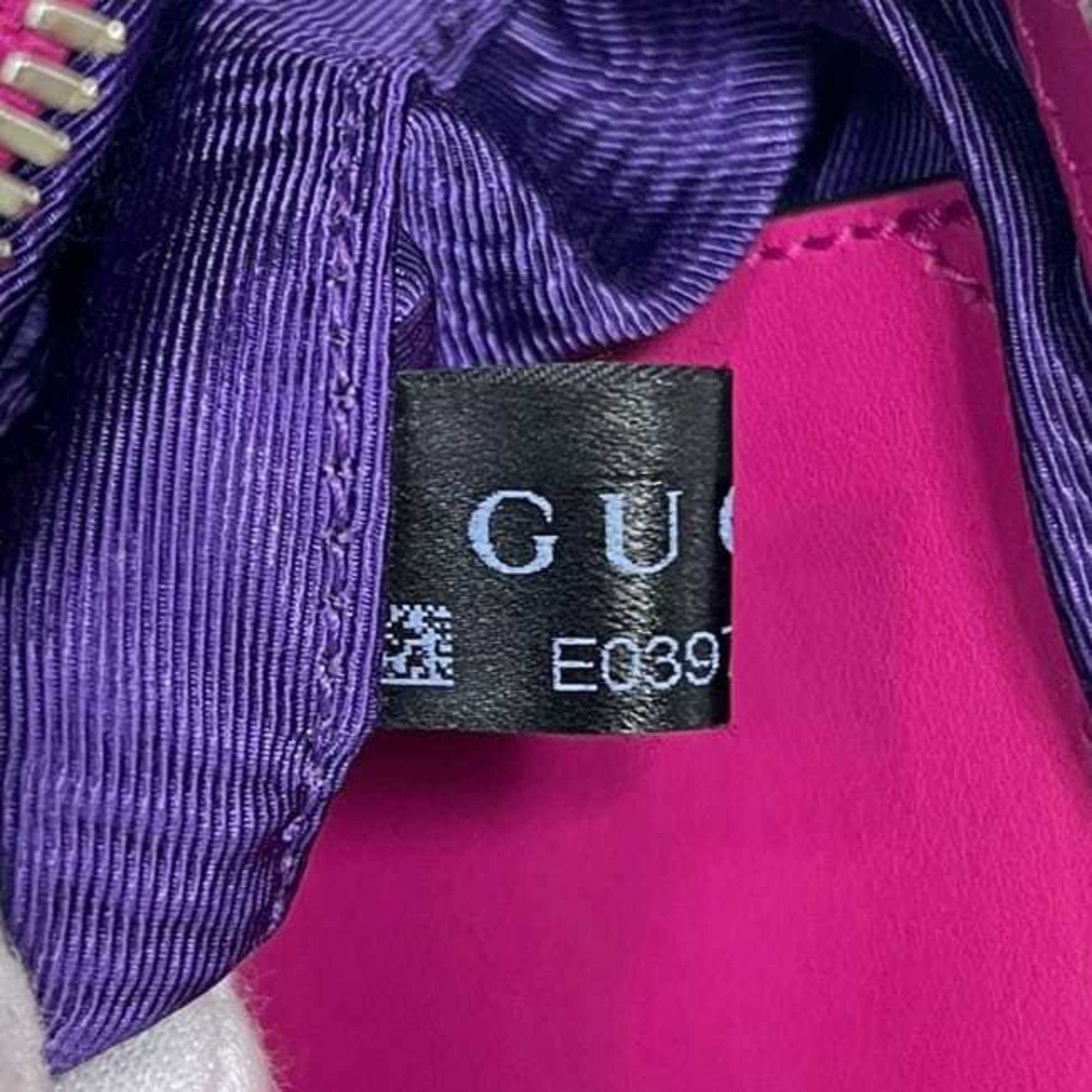 Gucci Pink Nylon Leather Canvas Shoulder Bag