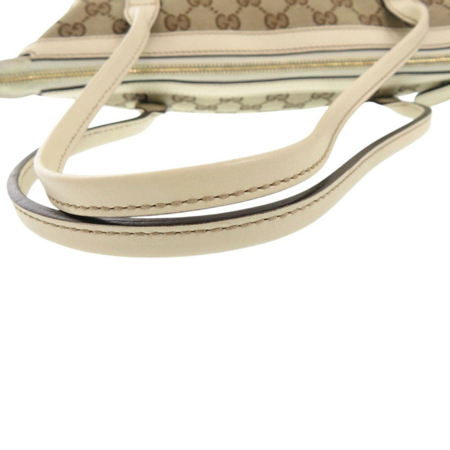 Gucci Beige White Gg Canvas Leather Tote Bag