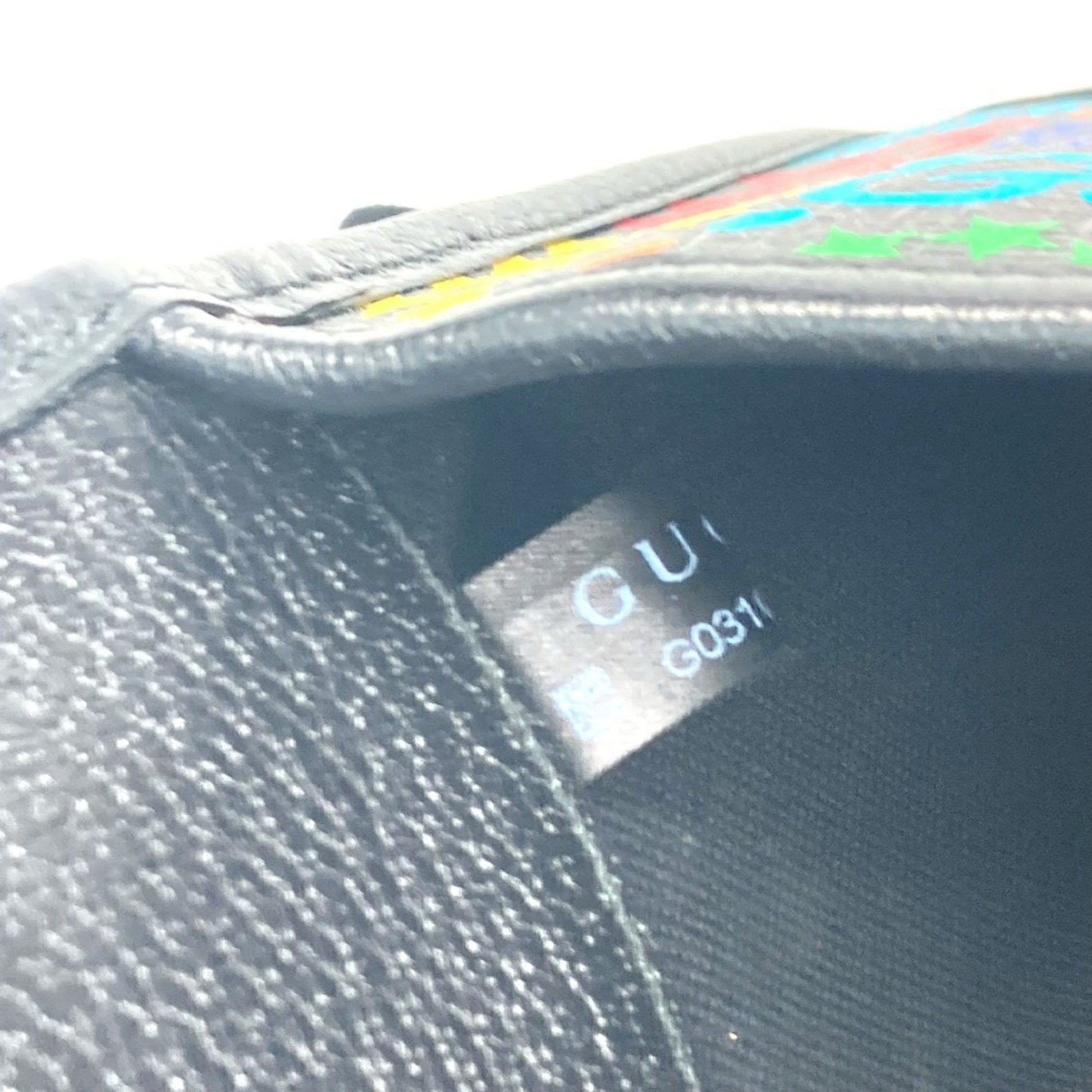 Gucci Black Multi-Color Leather Pvc Shoulder Bag Sling Bag