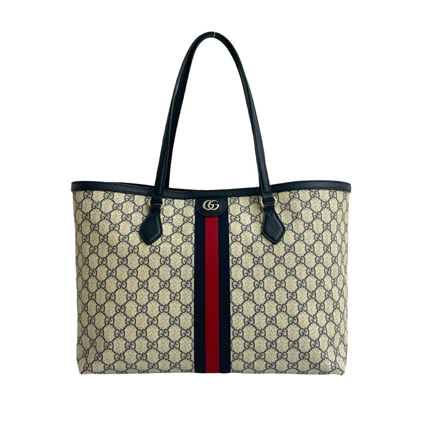 Gucci Navy Red Color Leather Pvc Handbag Shoulder Bag Tote Bag