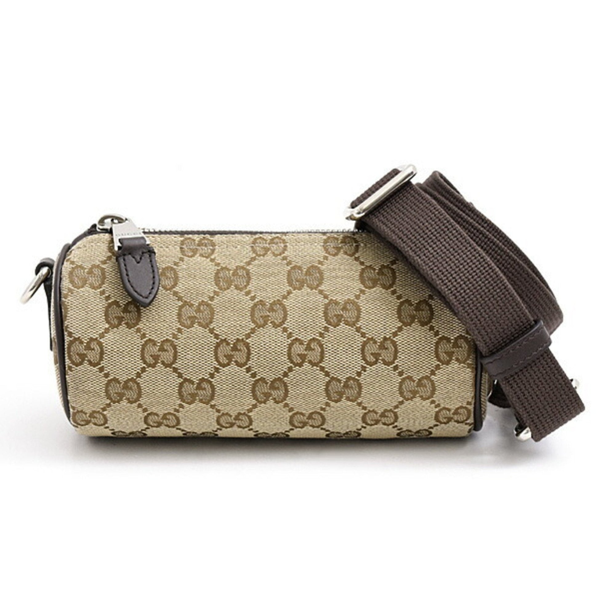 Gucci Gg Canvas Beige Brown Gg Canvas Leather Boston Bag Shoulder Bag