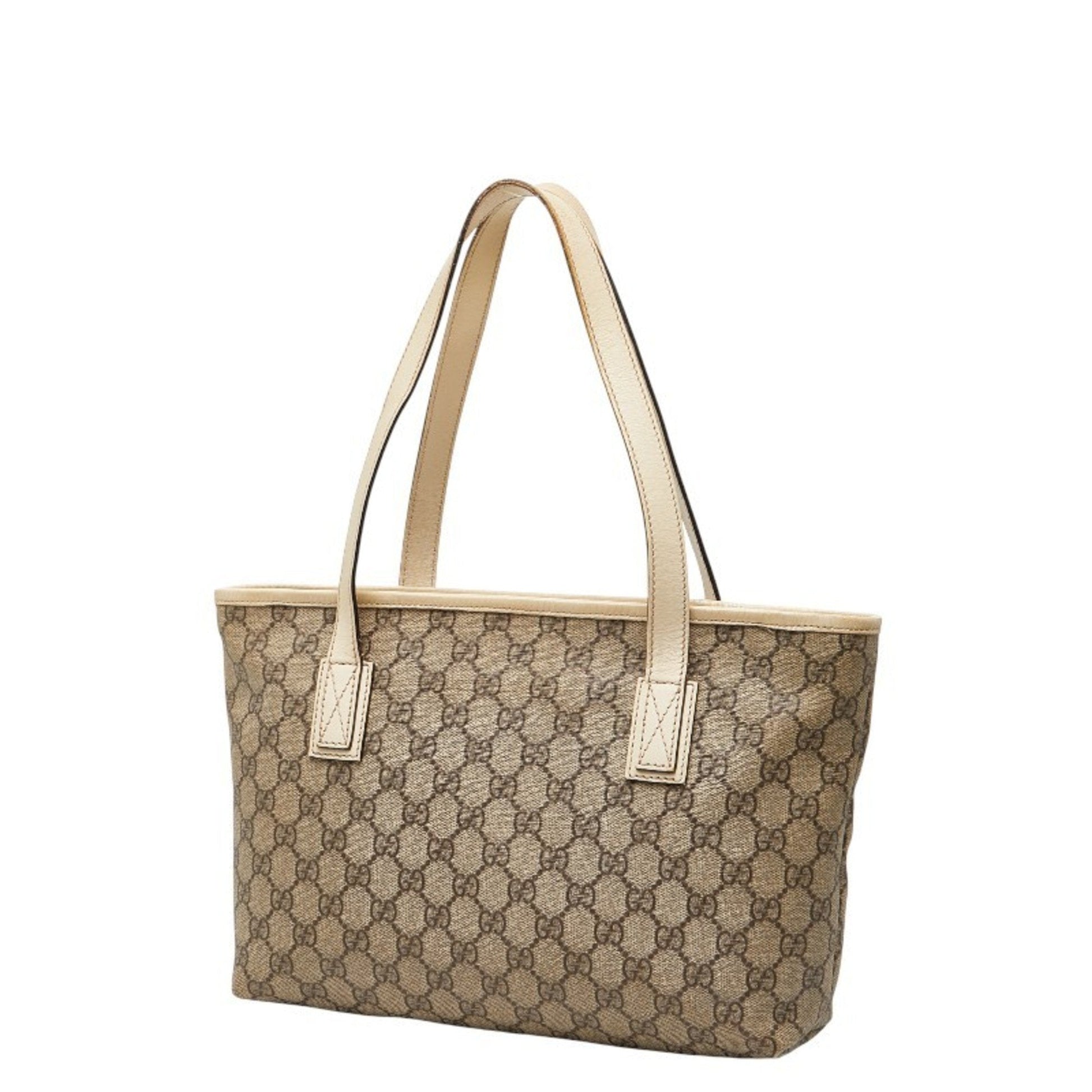 Gucci Beige Ivory Pvc Leather Handbag Tote Bag