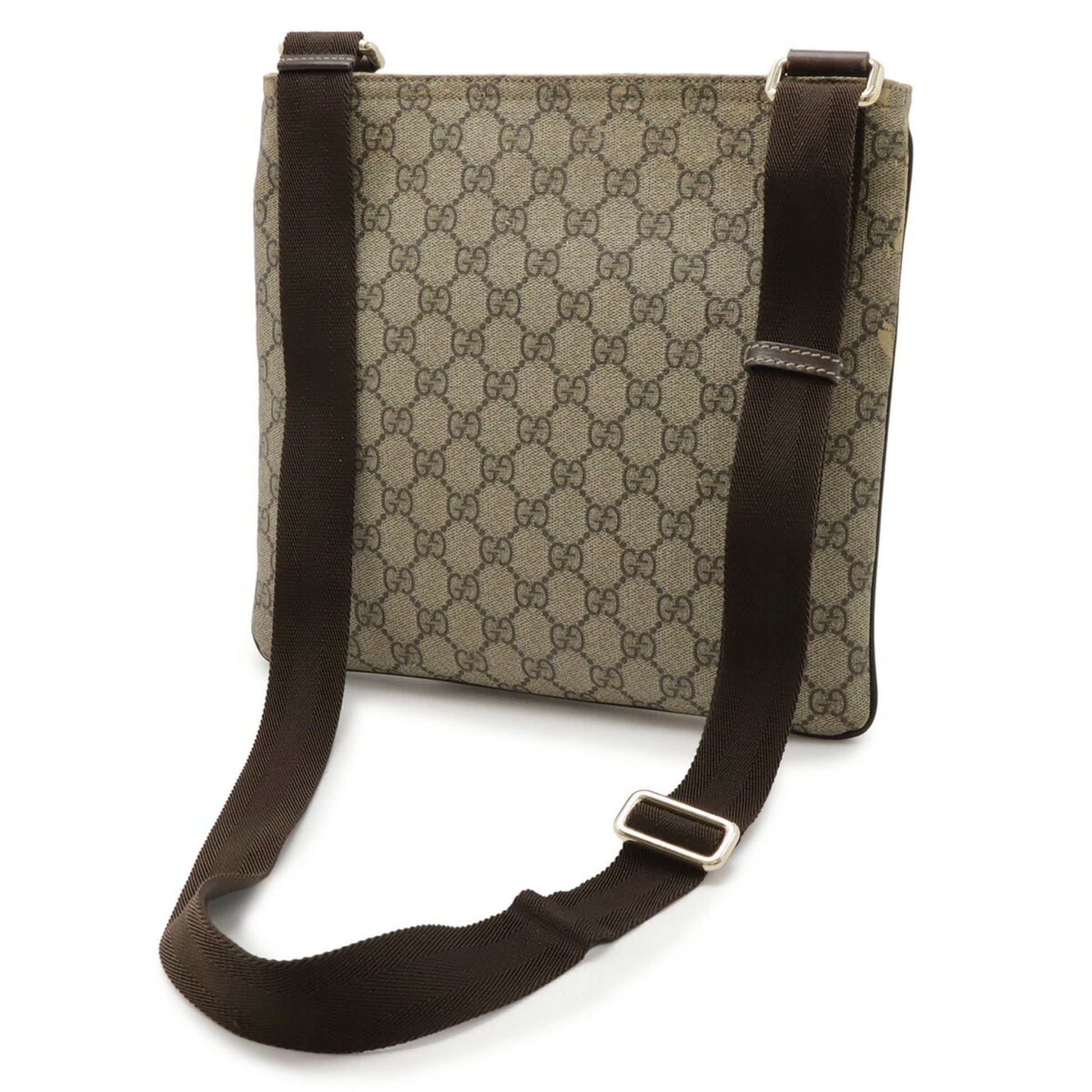 Gucci Beige Dark Brown Khaki Gg Supreme Leather Shoulder Bag