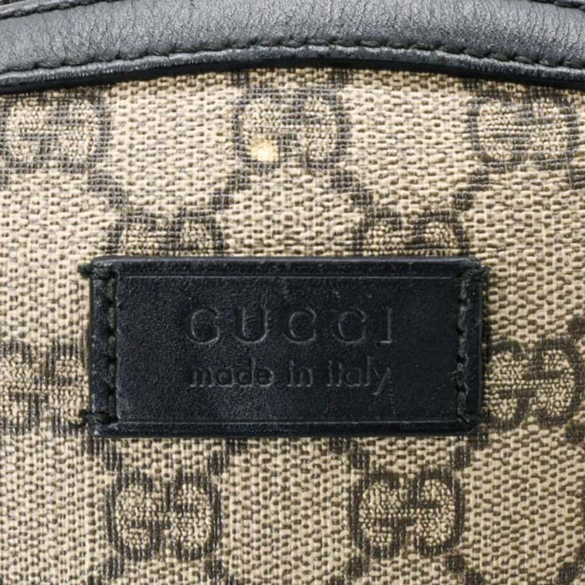 Gucci Beige Black Gg Supreme Leather Backpack