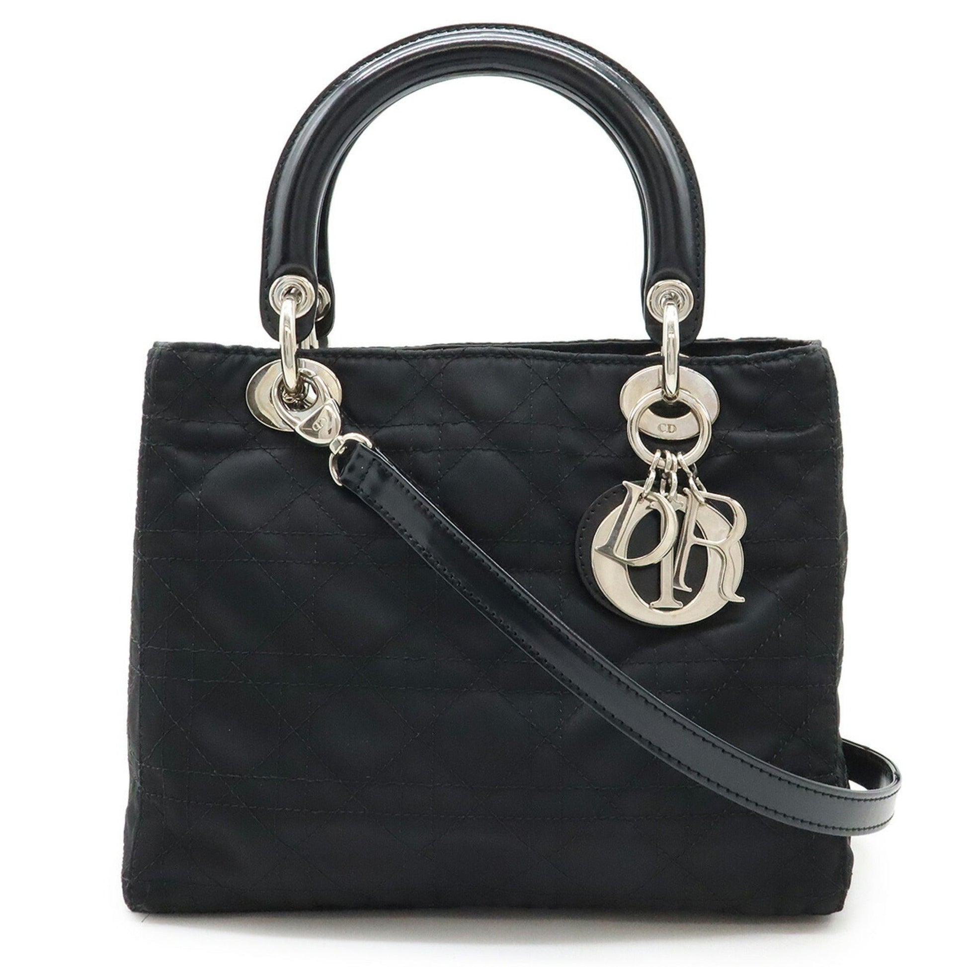Dior Handbag Christian Tote Bag Leather Nylon Black