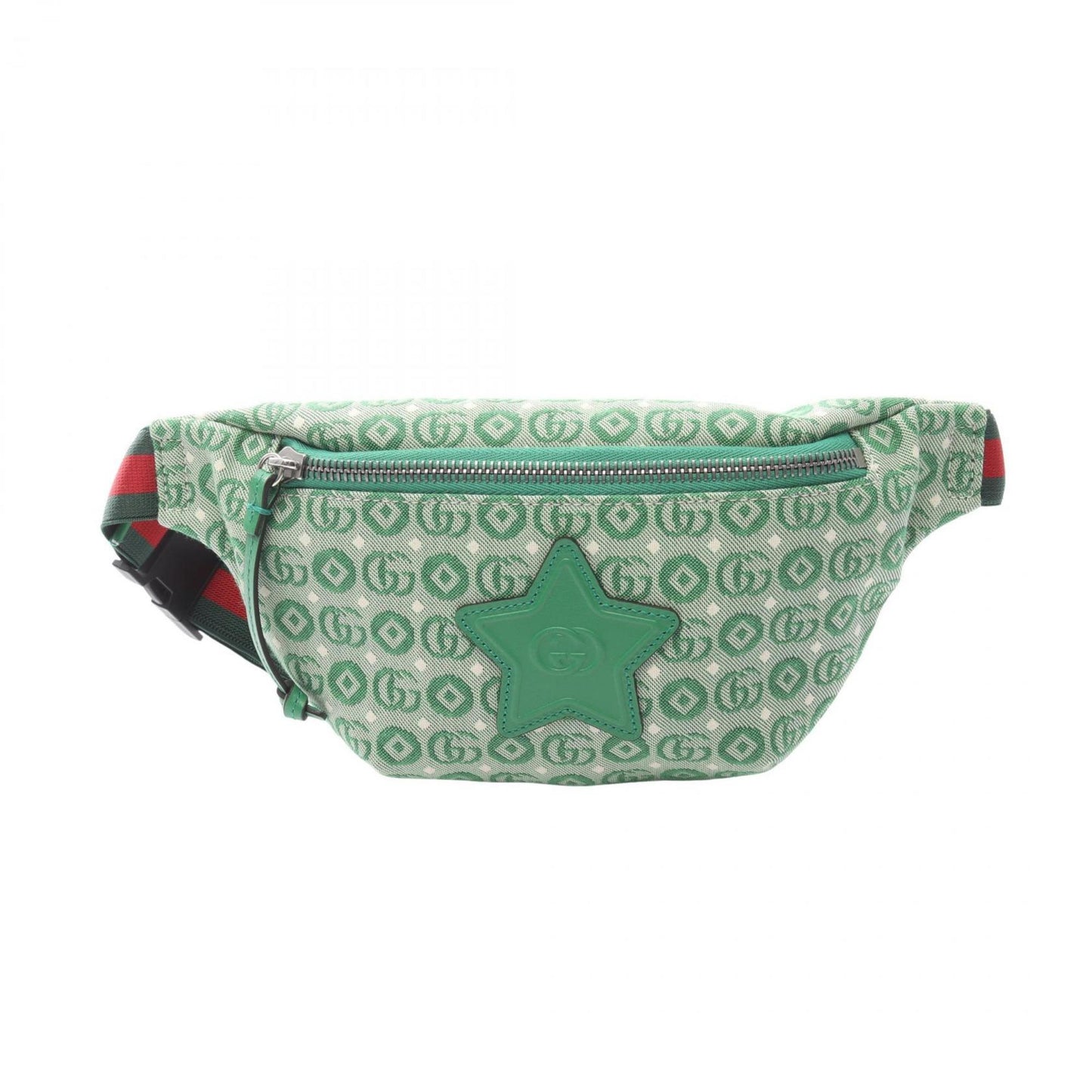 Gucci Green White Canvas Leather Fanny Pack