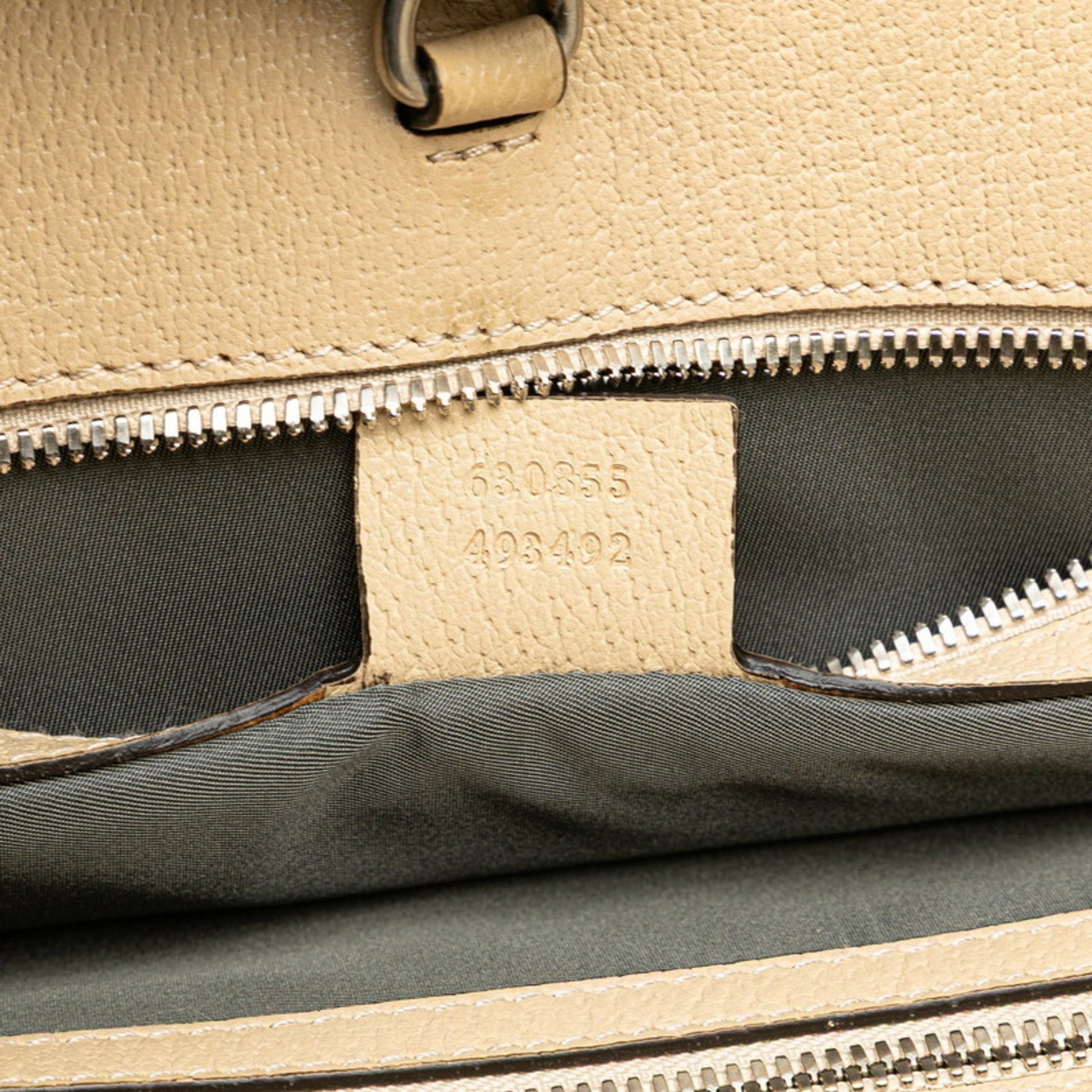 Gucci Beige Gray Nylon Leather Handbag Shoulder Bag