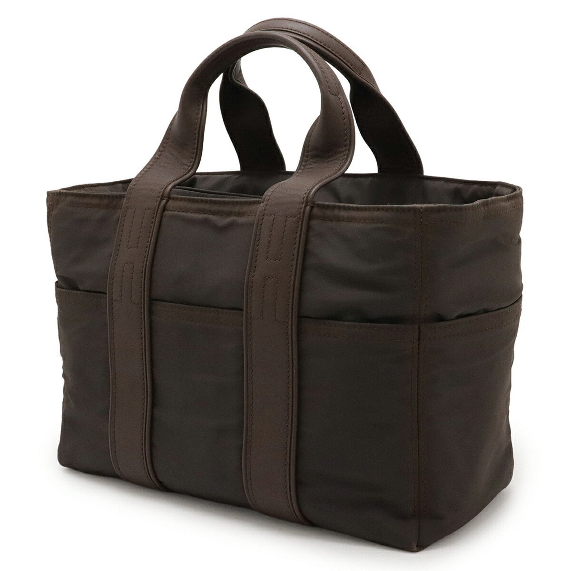 Hermes Handbag Tote Bag Leather Nylon Brown