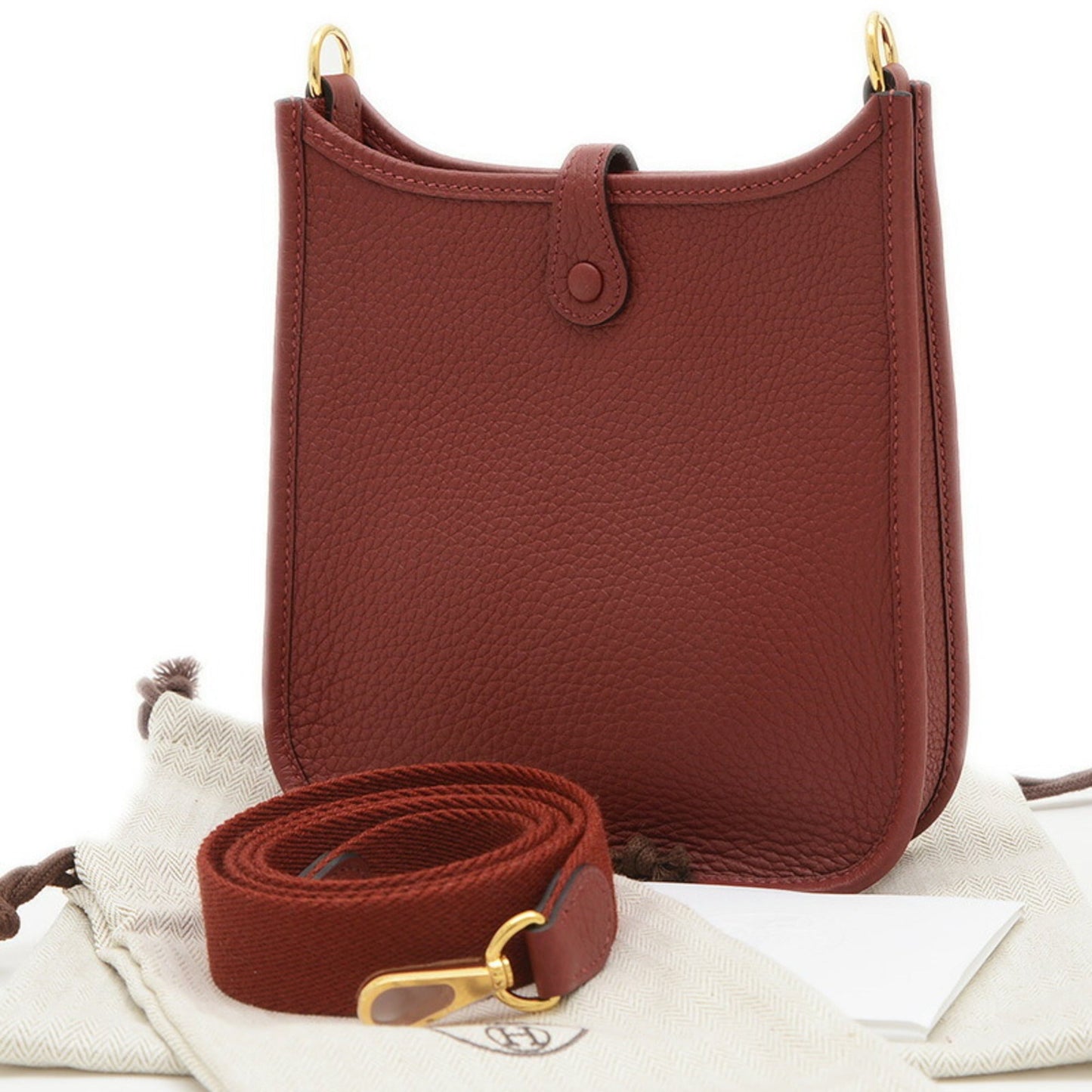 Hermes Rouge Taurillon Clemence Shoulder Bag Leather