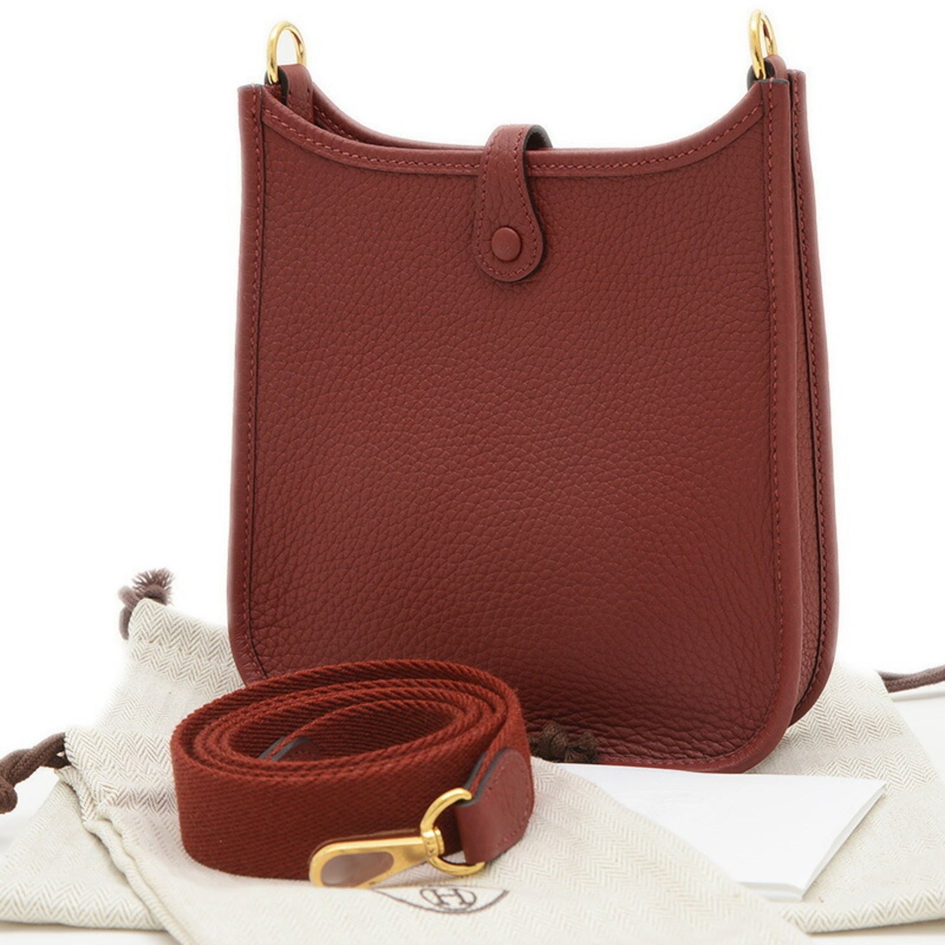 Hermes Rouge Taurillon Clemence Shoulder Bag Leather