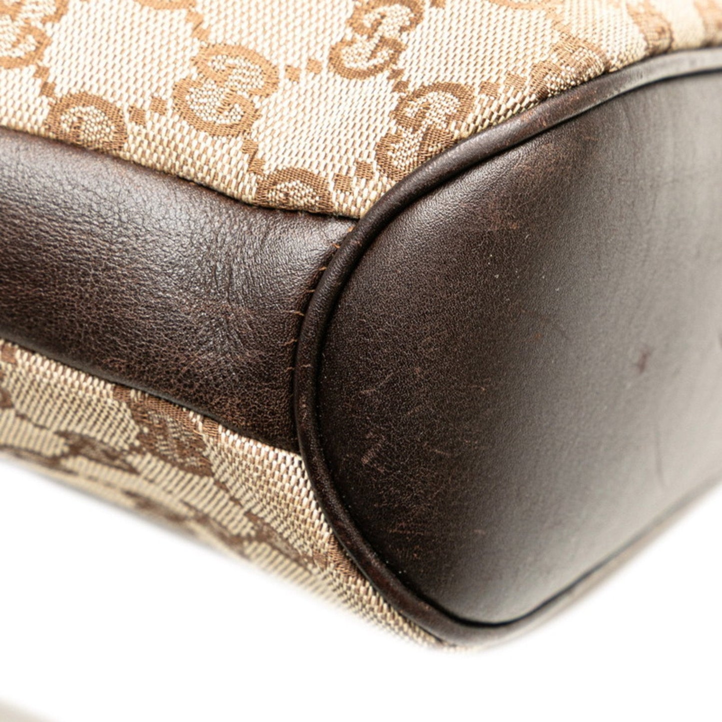 Gucci Beige Brown Canvas Leather Shoulder Bag