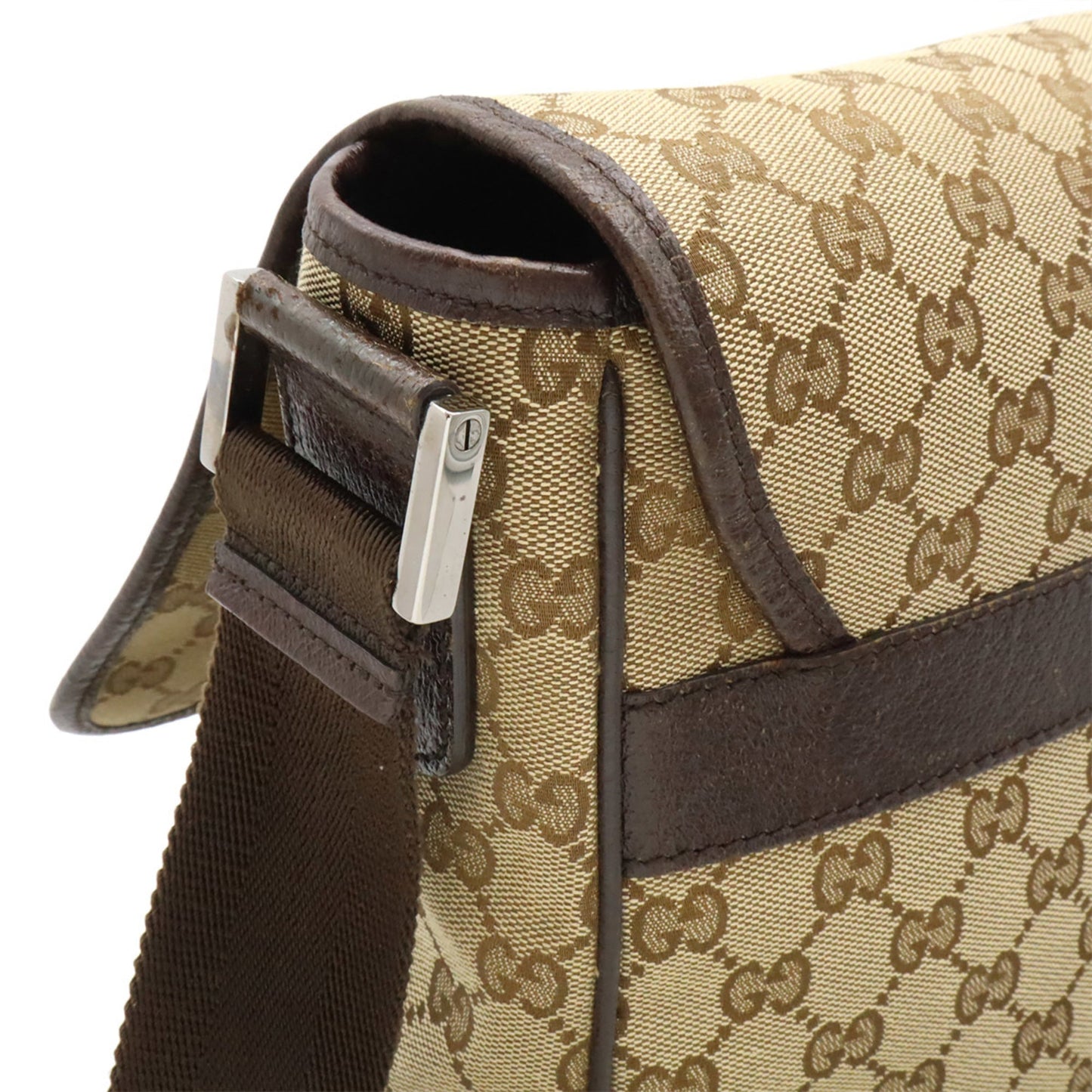 Gucci Beige Dark Brown Khaki Gg Canvas Leather Shoulder Bag