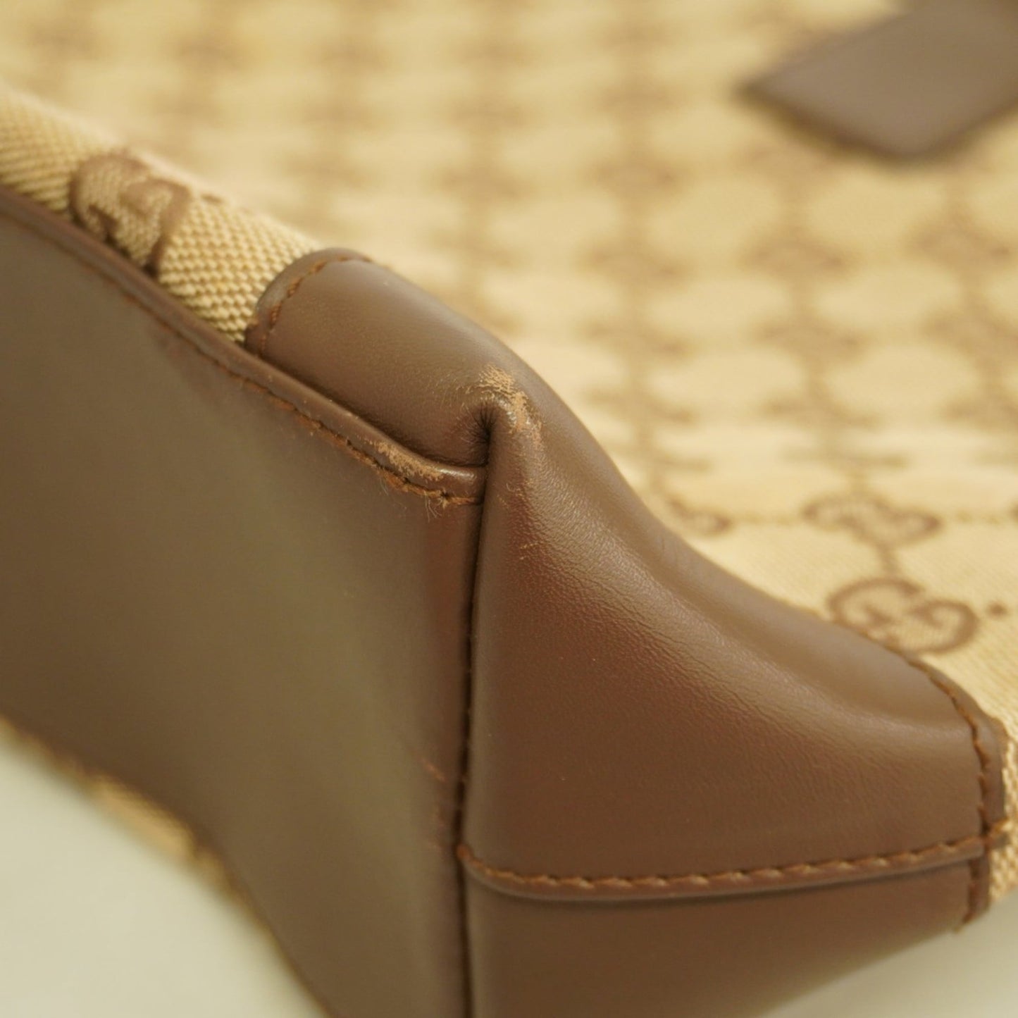 Gucci Beige Brown Canvas Tote Bag