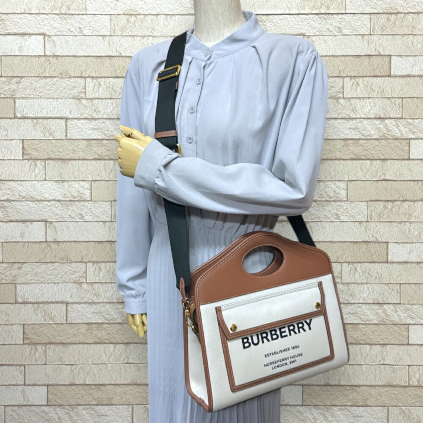 Burberry Shoulder Bag Leather Canvas Brown Shoulder Bag 9
