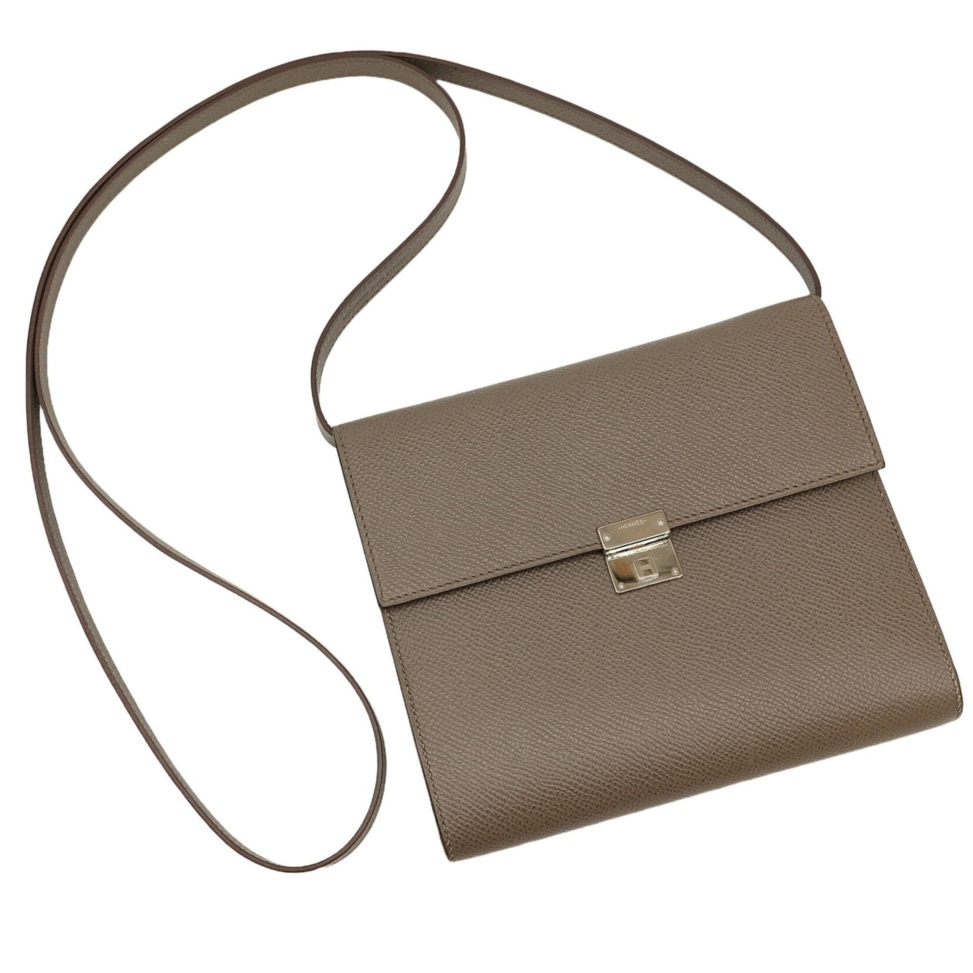 Hermes Etoupe Epsom Shoulder Bag Leather Gray Shoulder Bag 3