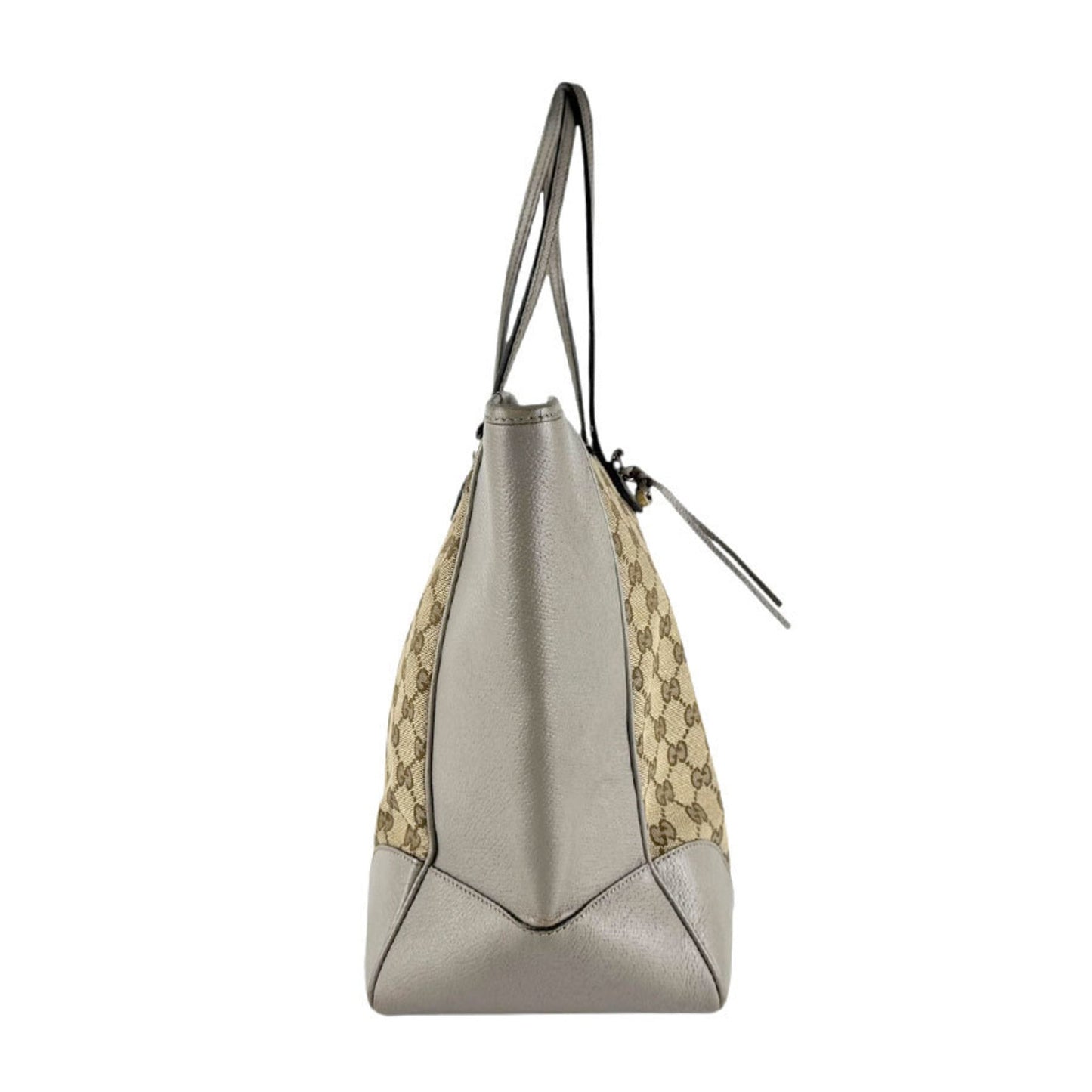 Gucci Brown Gray Gg Canvas Leather Handbag
