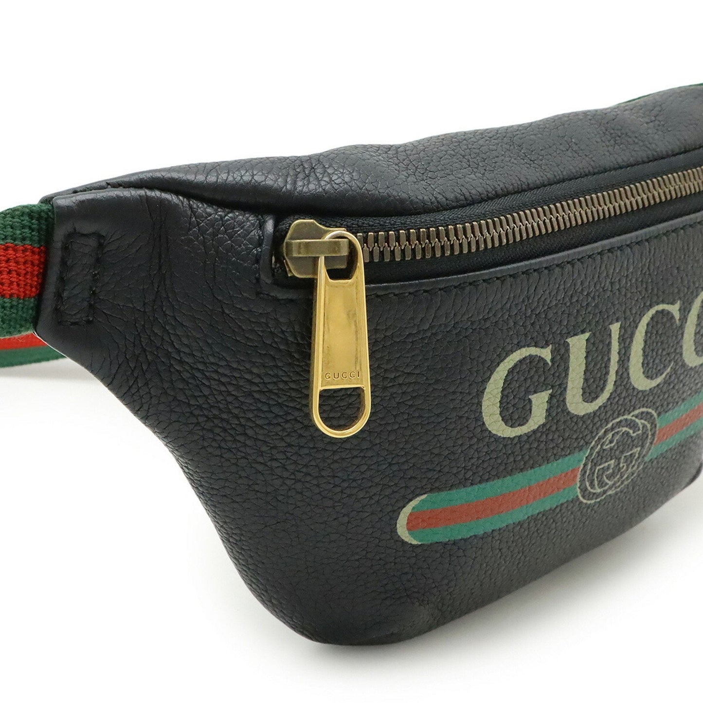 Gucci Black Green Red Color Leather Fanny Pack