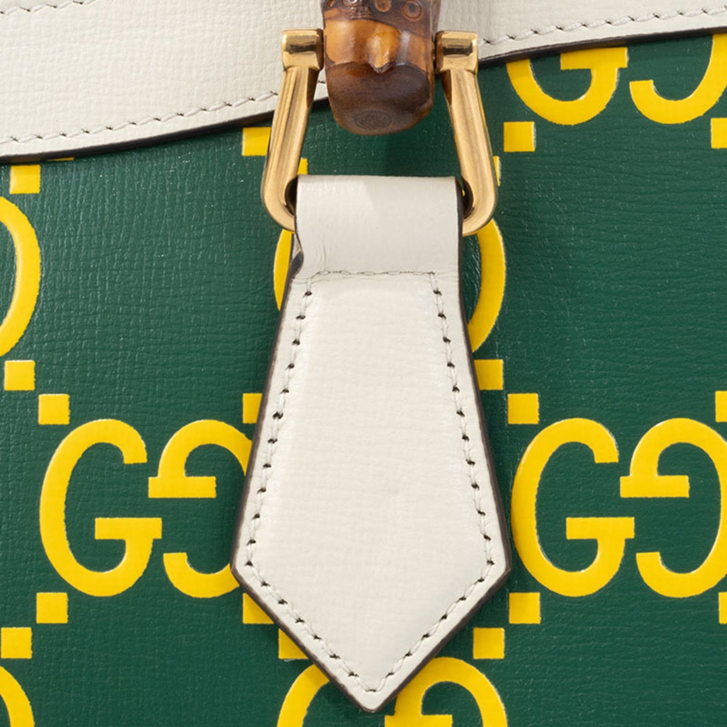 Gucci Green White Yellow Leather Handbag
